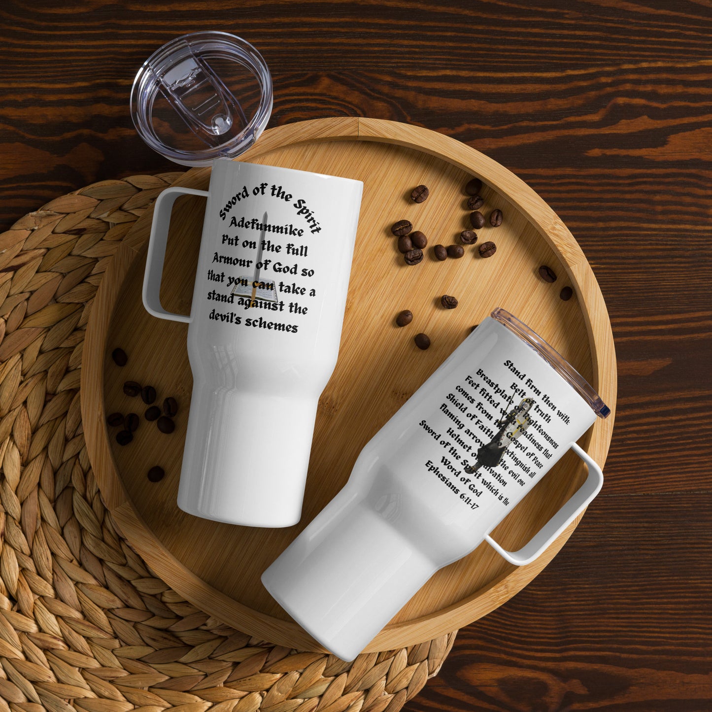 Ephesians 6v11-17 Travel Mug with a handle Adefunmike copy