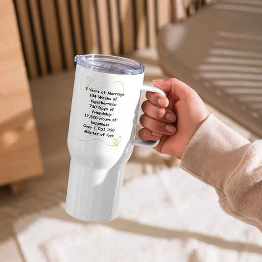 2nd Wedding Anniversary Travel mug with a handle