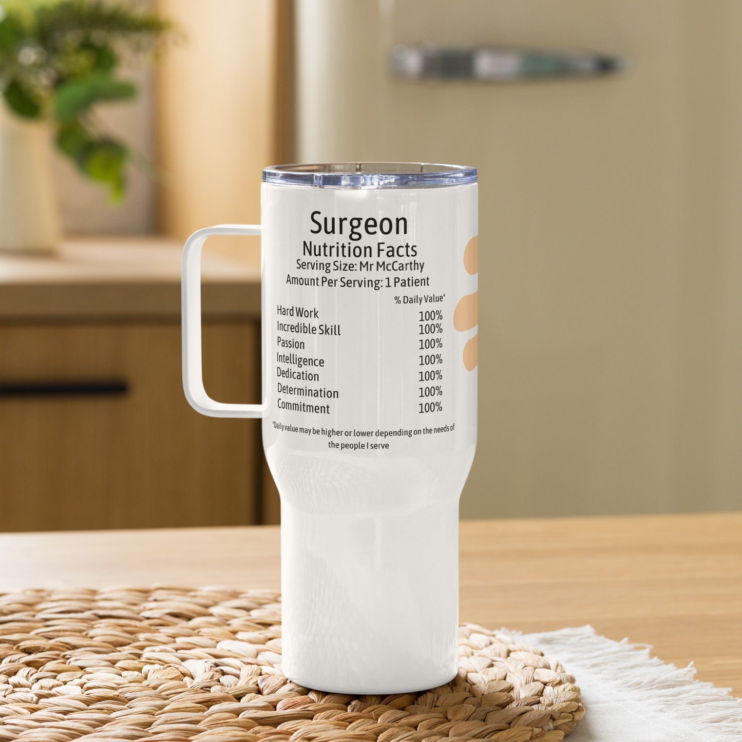 Personalised Surgeon Travel mug with a handle