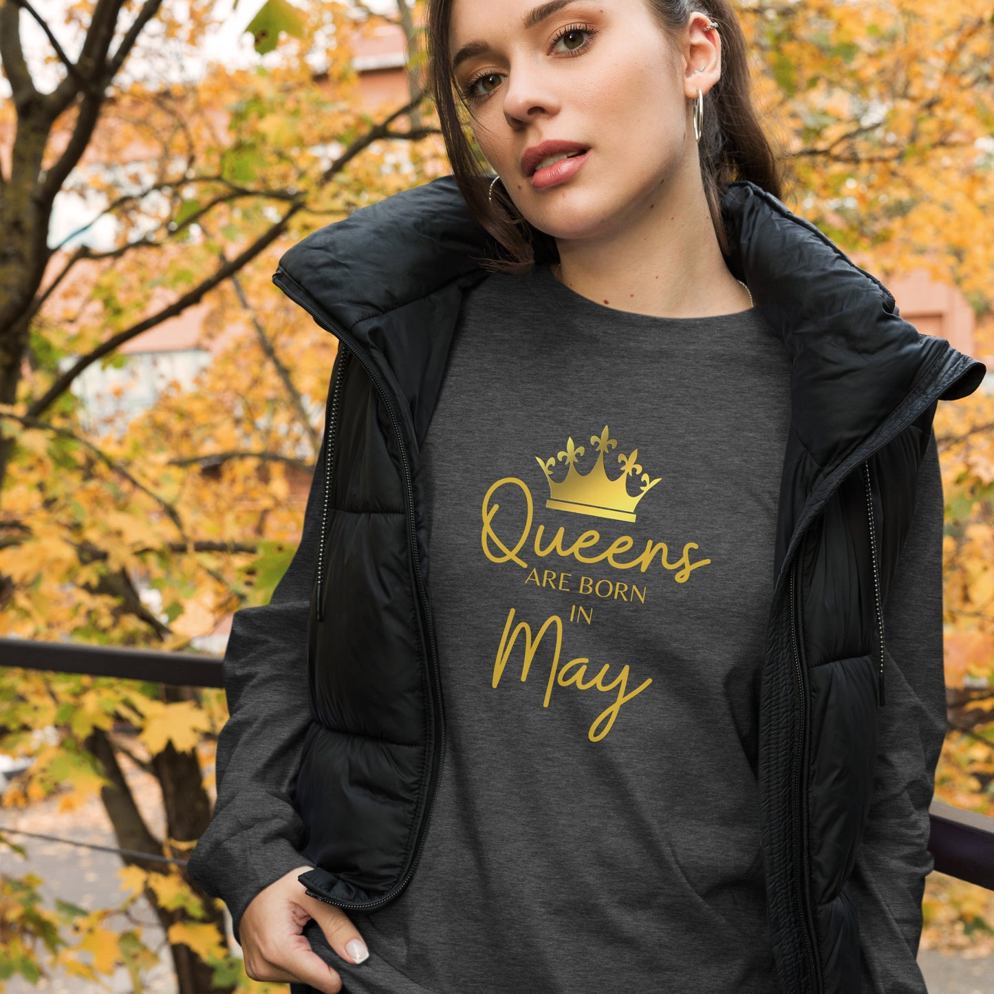 Queens Are Born In May Long Sleeve Tee Birthday Gift