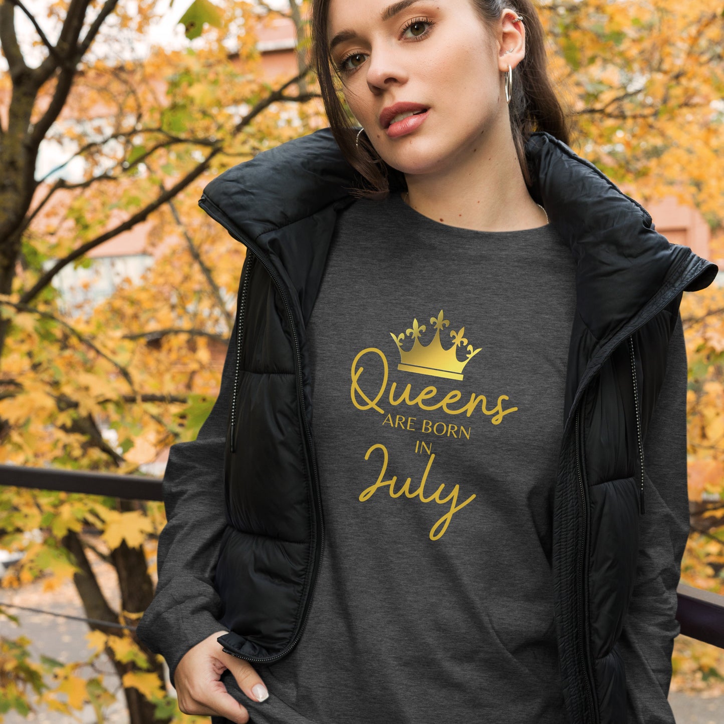 Queens Are Born In July Long Sleeve Tee Birthday Gift