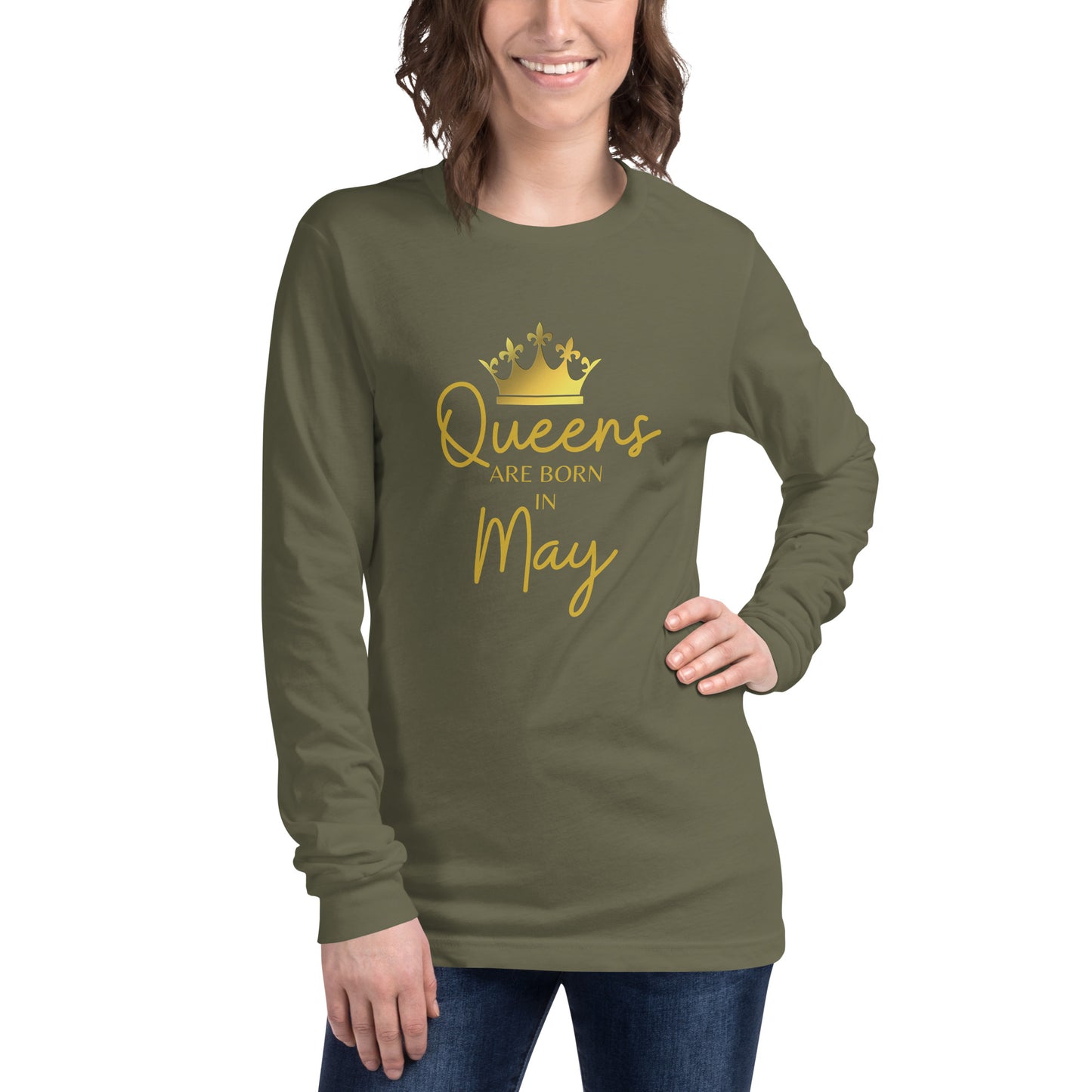 Queens Are Born In May Long Sleeve Tee Birthday Gift