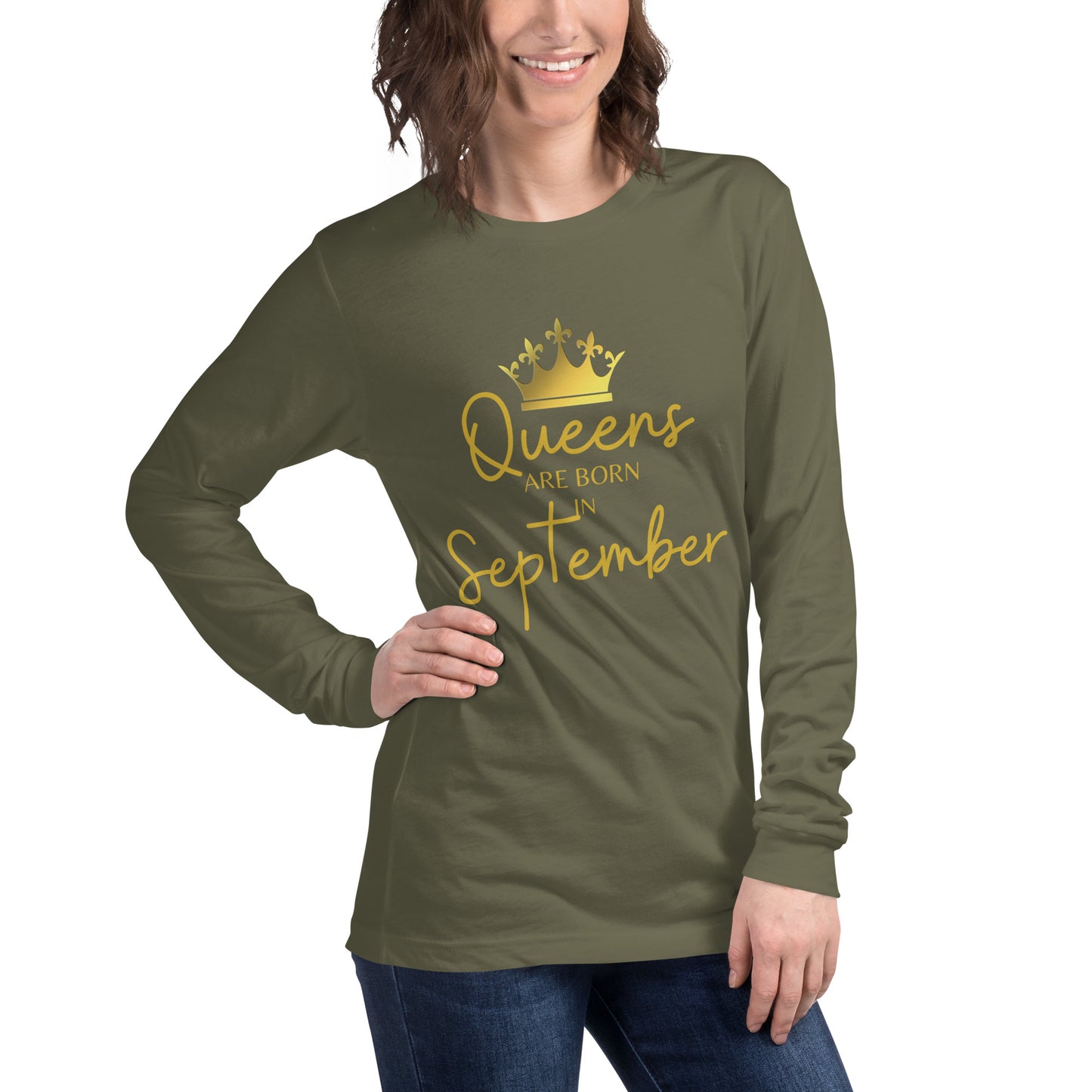 Queens Are Born In September Long Sleeve Tee Birthday Gift