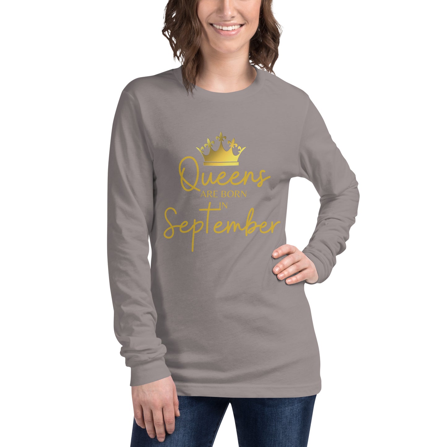 Queens Are Born In September Long Sleeve Tee Birthday Gift