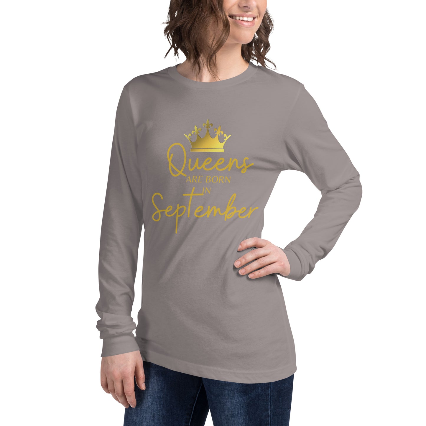 Queens Are Born In September Long Sleeve Tee Birthday Gift