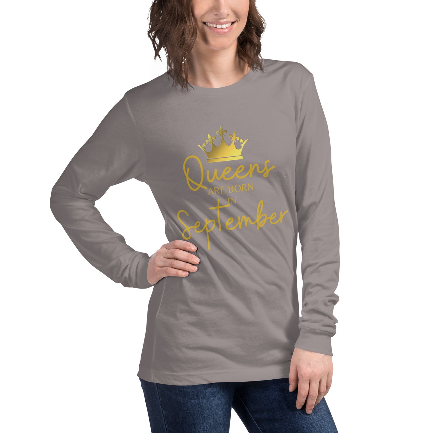 Queens Are Born In September Long Sleeve Tee Birthday Gift