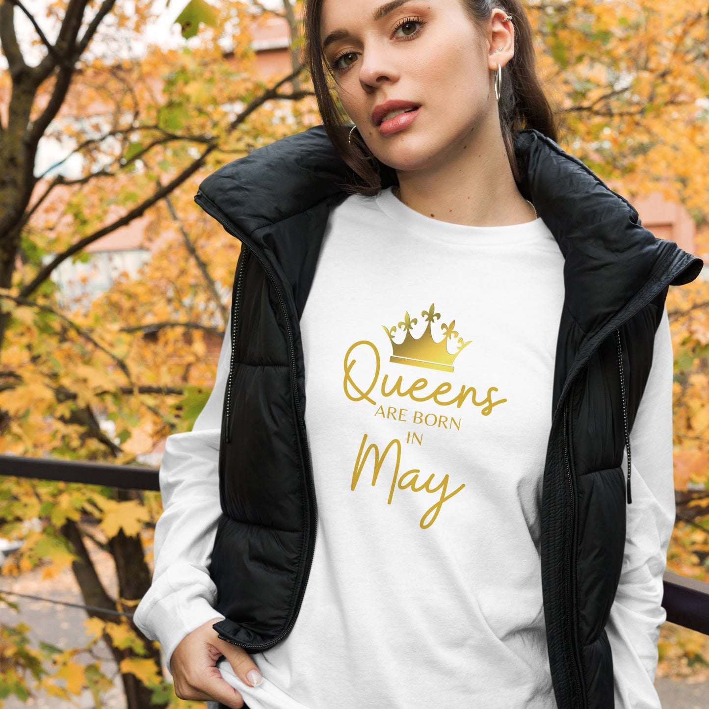 Queens Are Born In May Long Sleeve Tee Birthday Gift