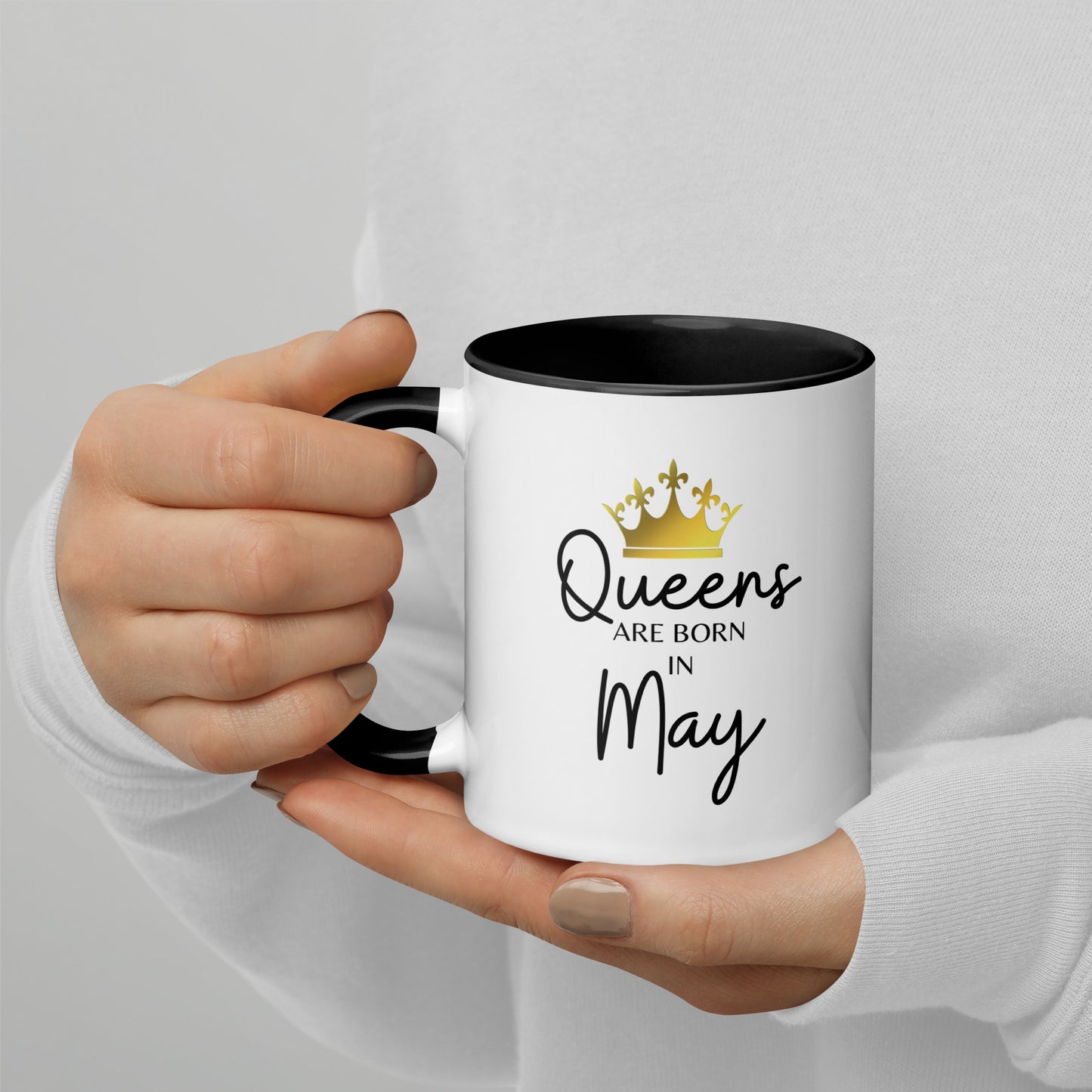 Queens Are Born In May Mug with Color Inside Birthday Gift