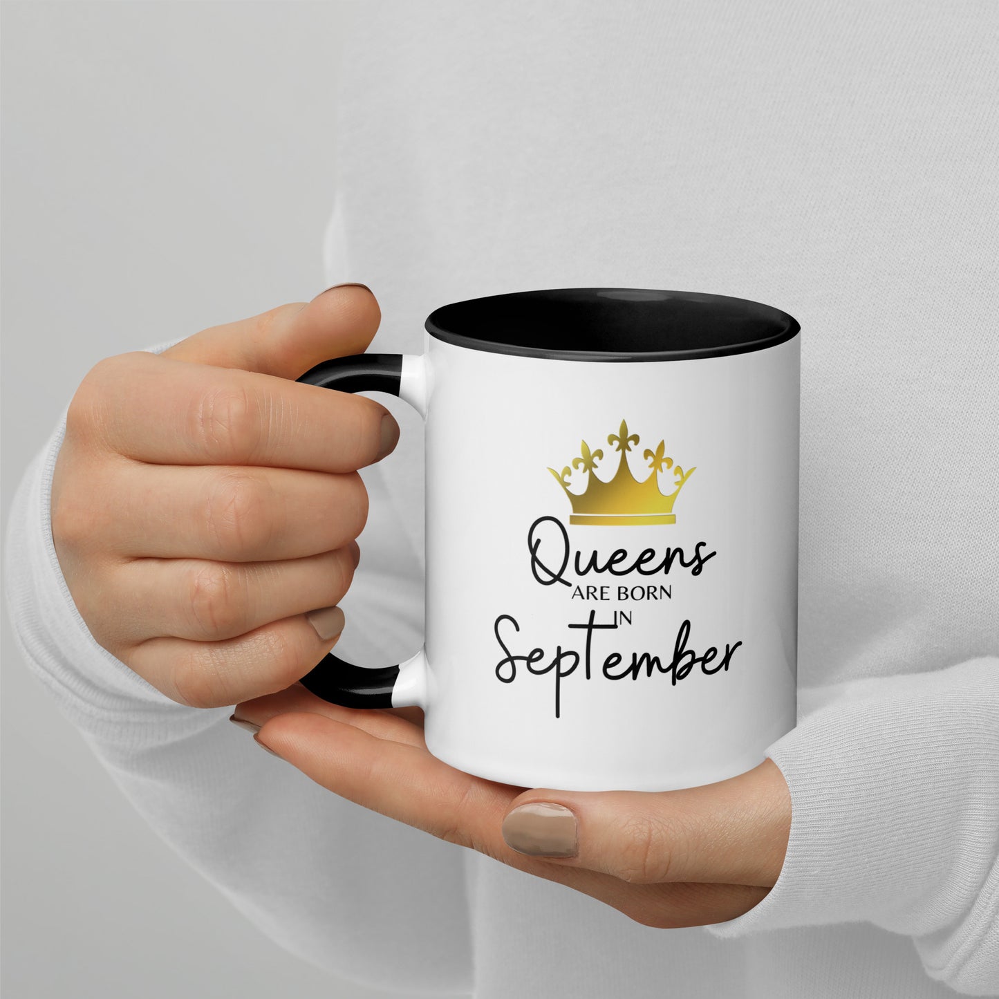 Queens Are Born In September Mug with Color Inside Birthday Gift