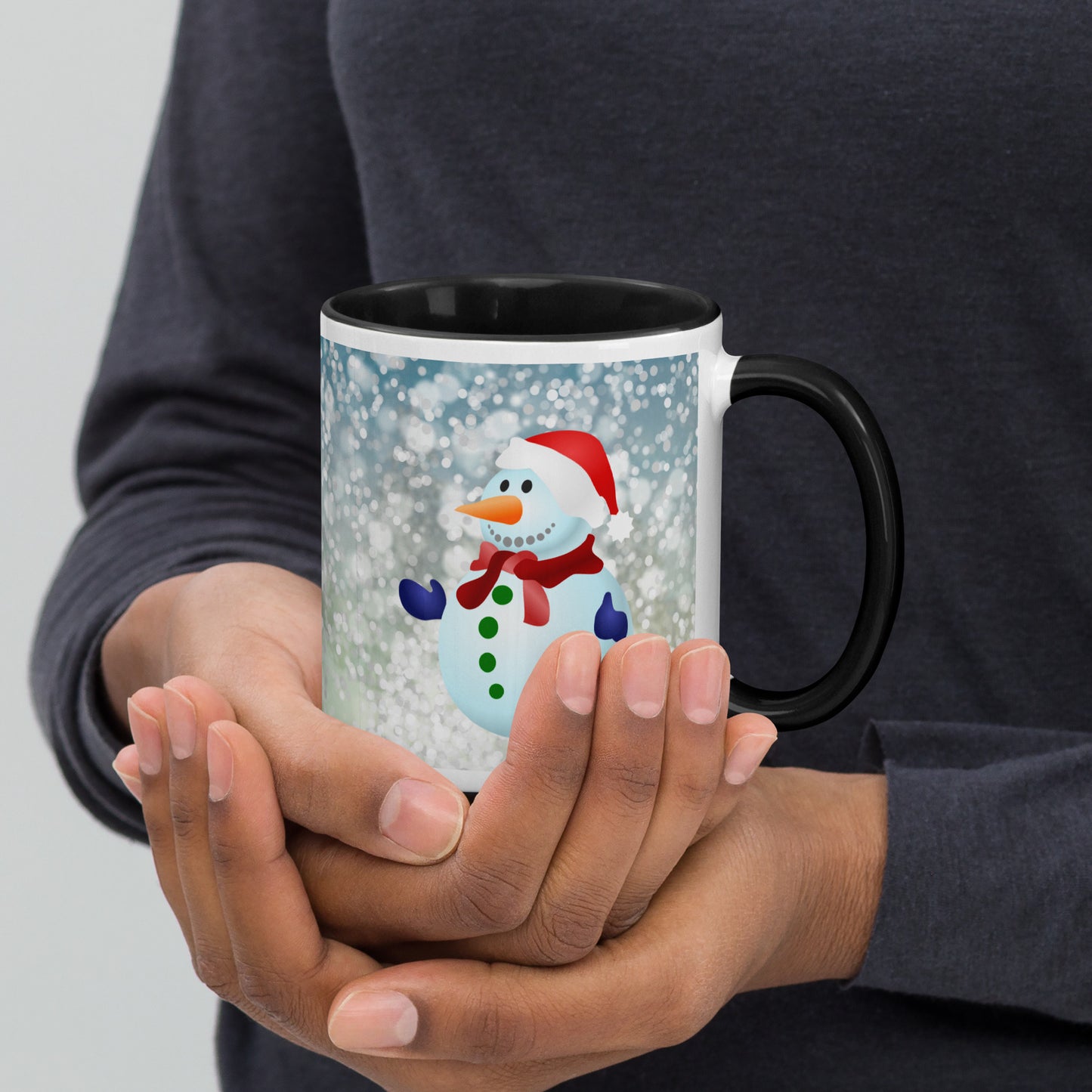 Snow Man Mug With Colour Inside