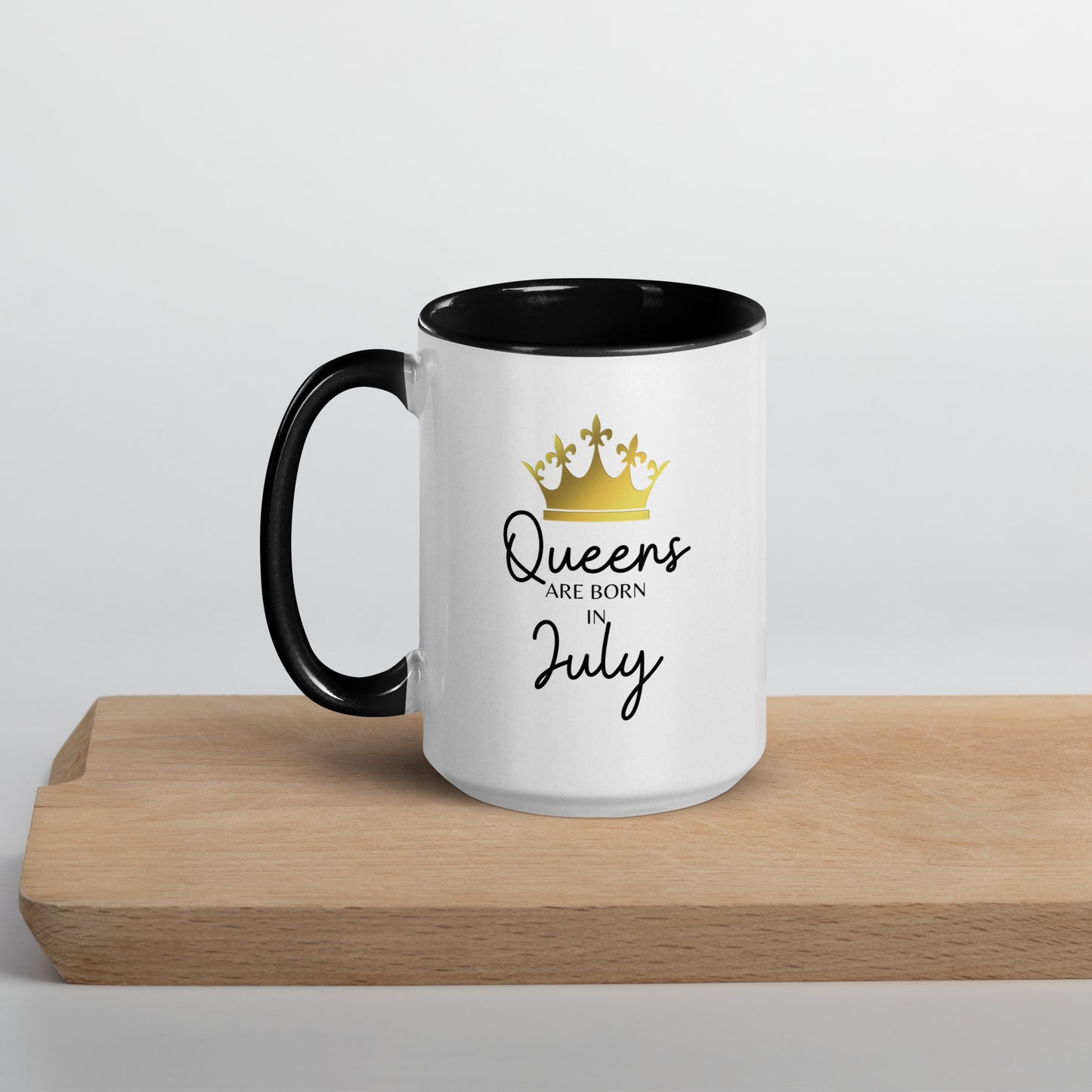 Queens Are Born In July Mug with Color Inside Birthday Gift