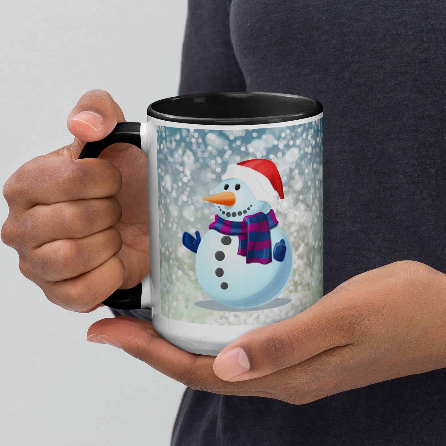 Snow Man Mug With Colour Inside