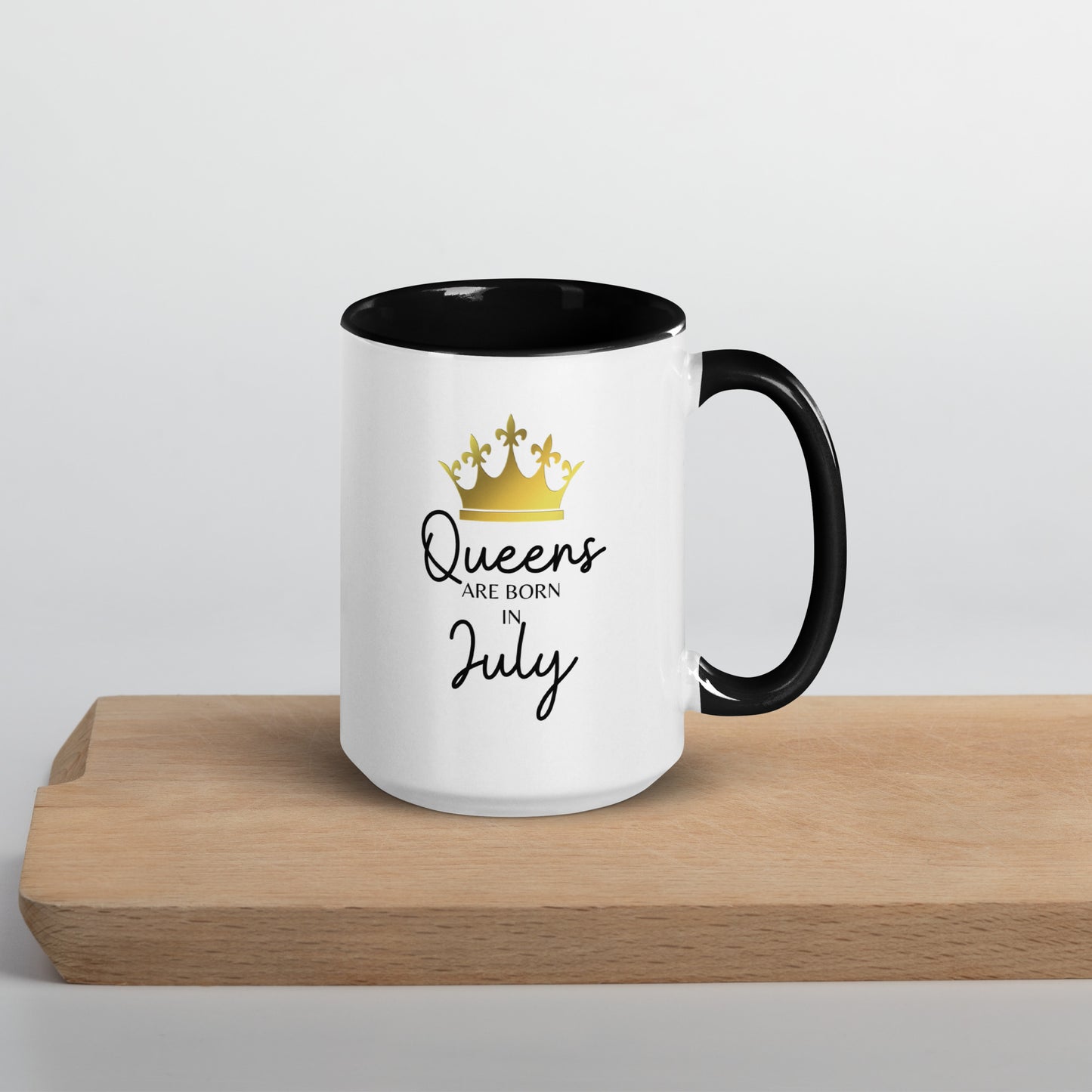 Queens Are Born In July Mug with Color Inside Birthday Gift