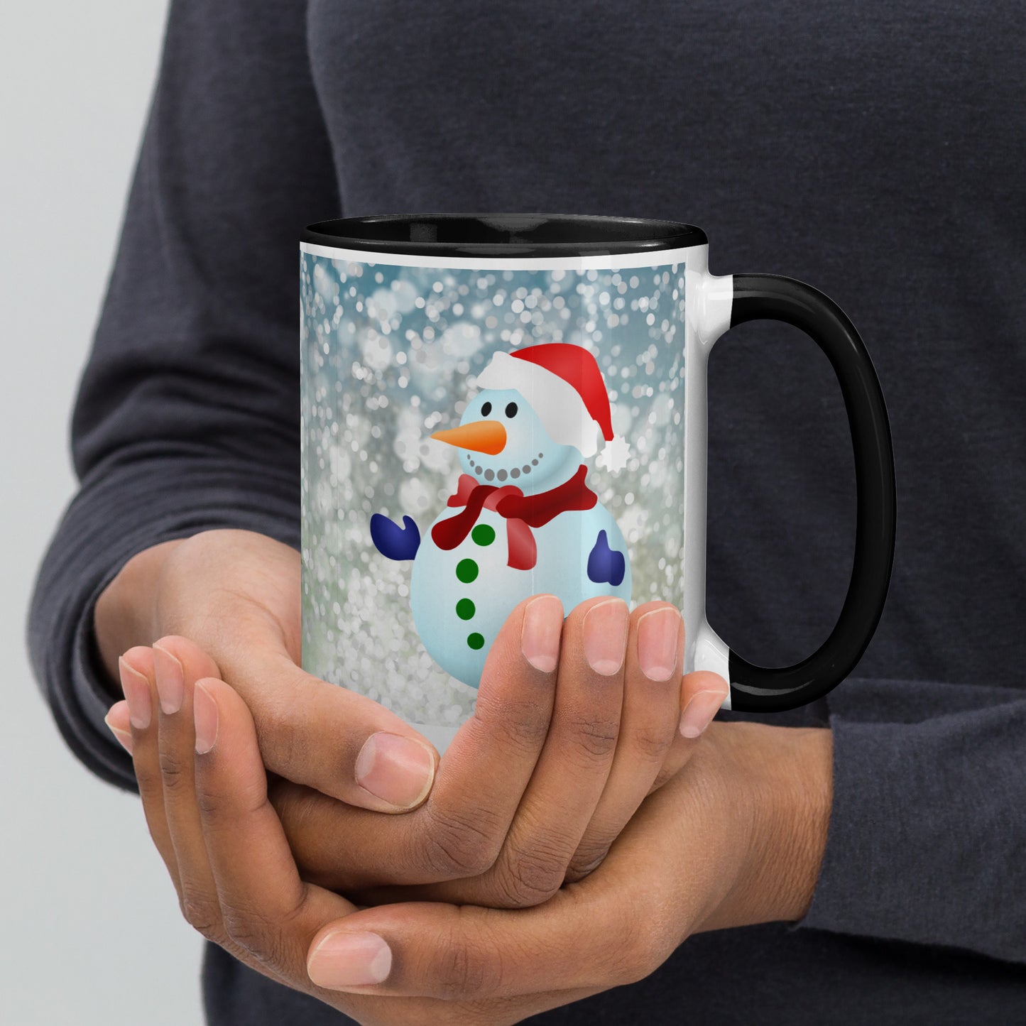 Snow Man Mug With Colour Inside