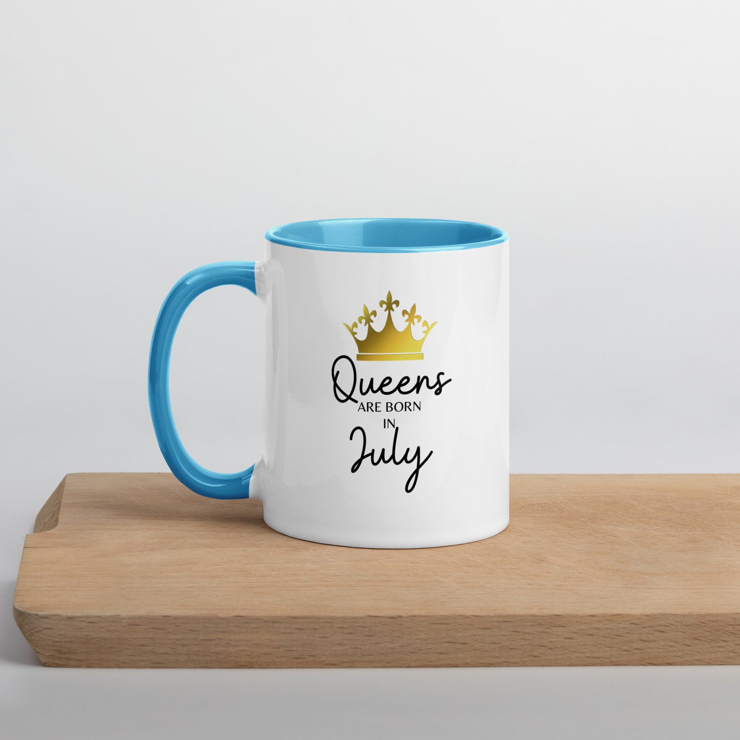 Queens Are Born In July Mug with Color Inside Birthday Gift