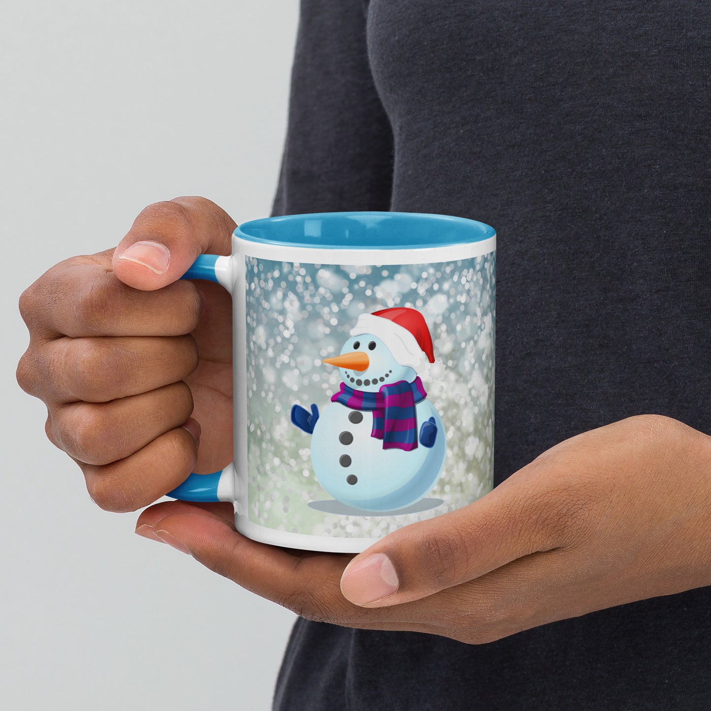 Snow Man Mug With Colour Inside