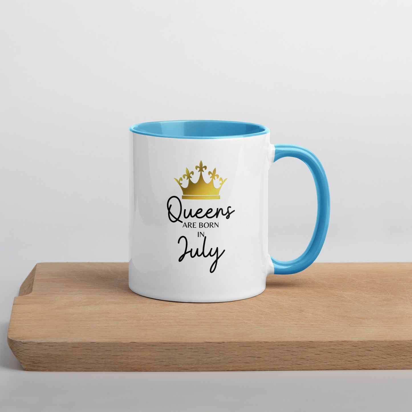 Queens Are Born In July Mug with Color Inside Birthday Gift