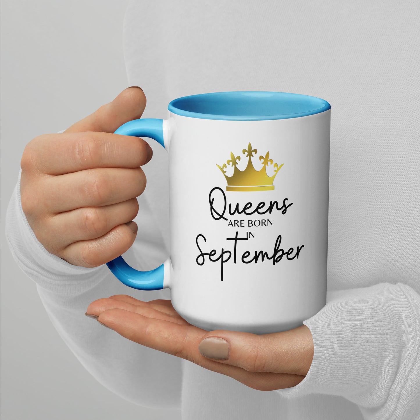 Queens Are Born In September Mug with Color Inside Birthday Gift