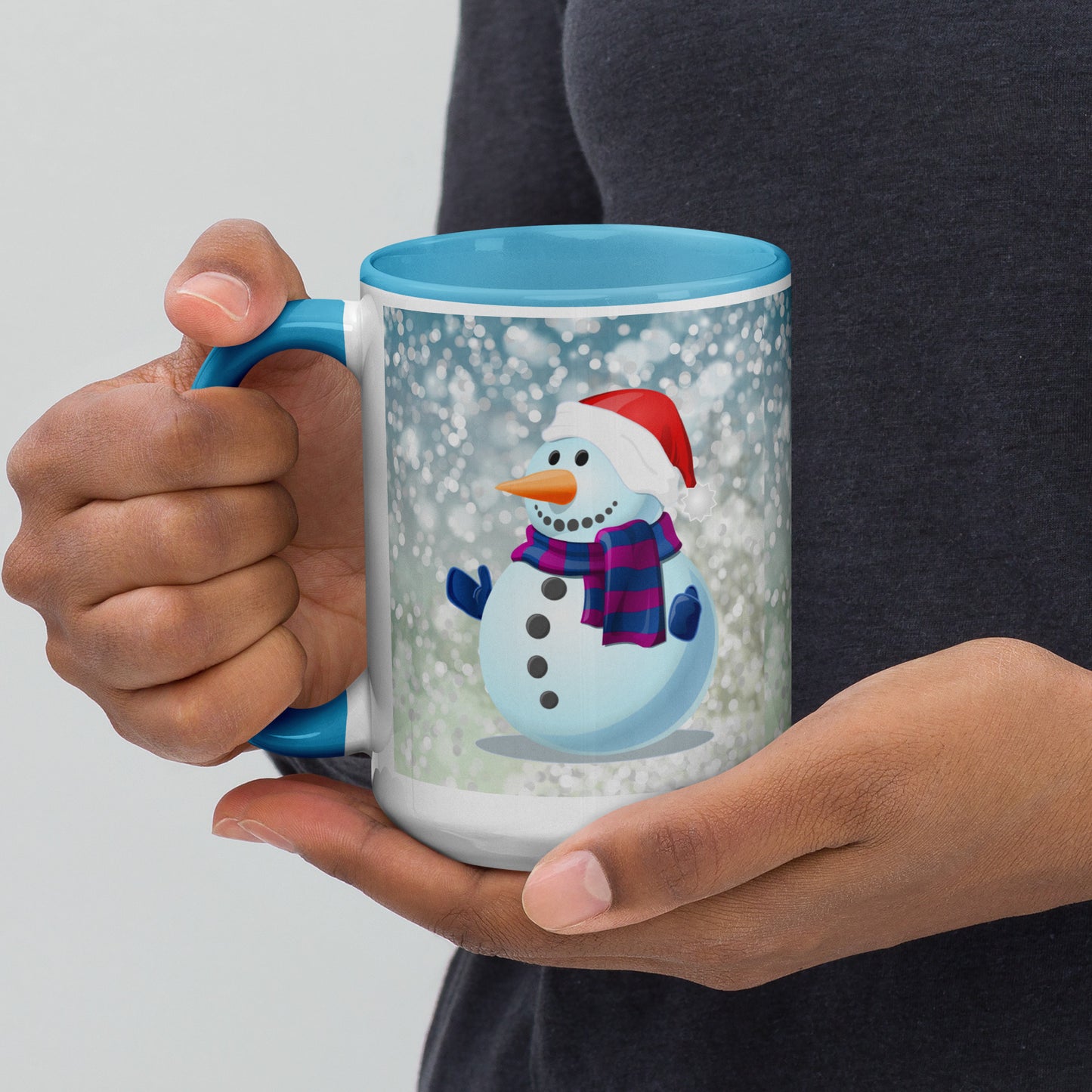 Snow Man Mug With Colour Inside