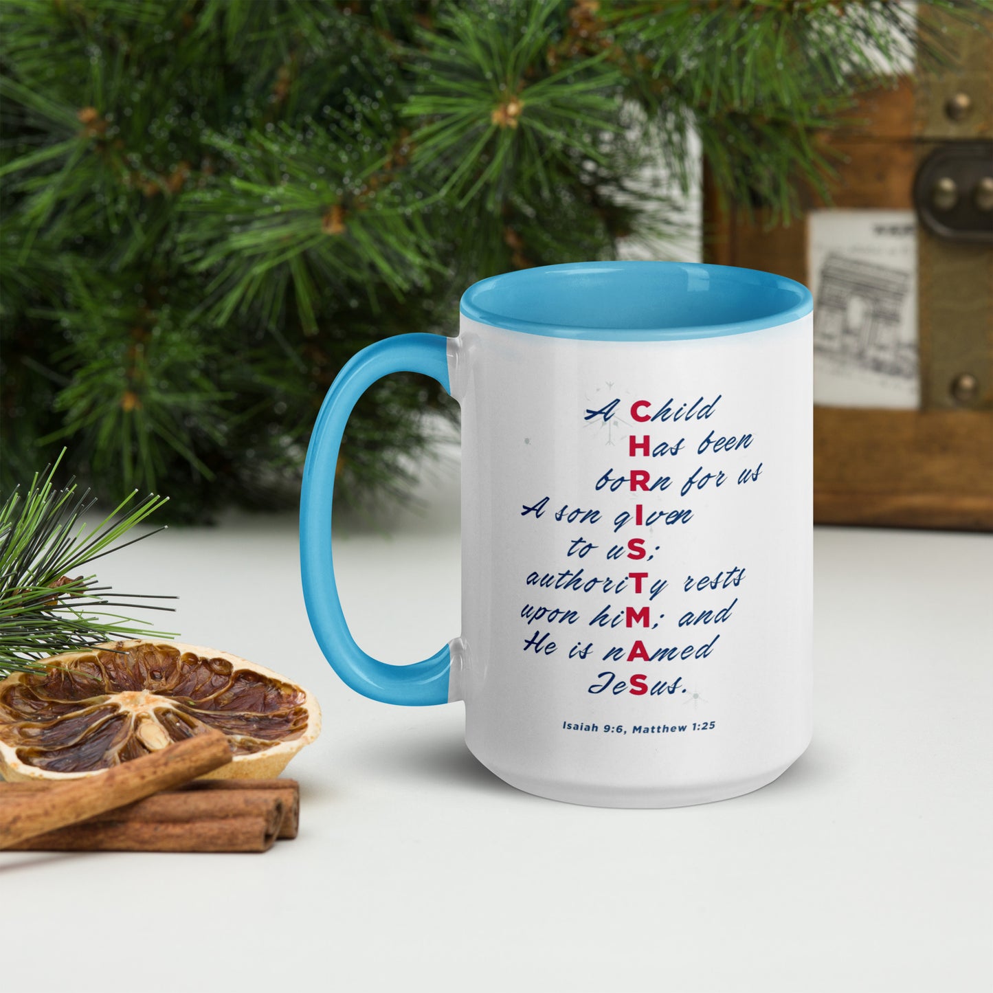 Unto Us A Child Is Born Mug with Colour Inside