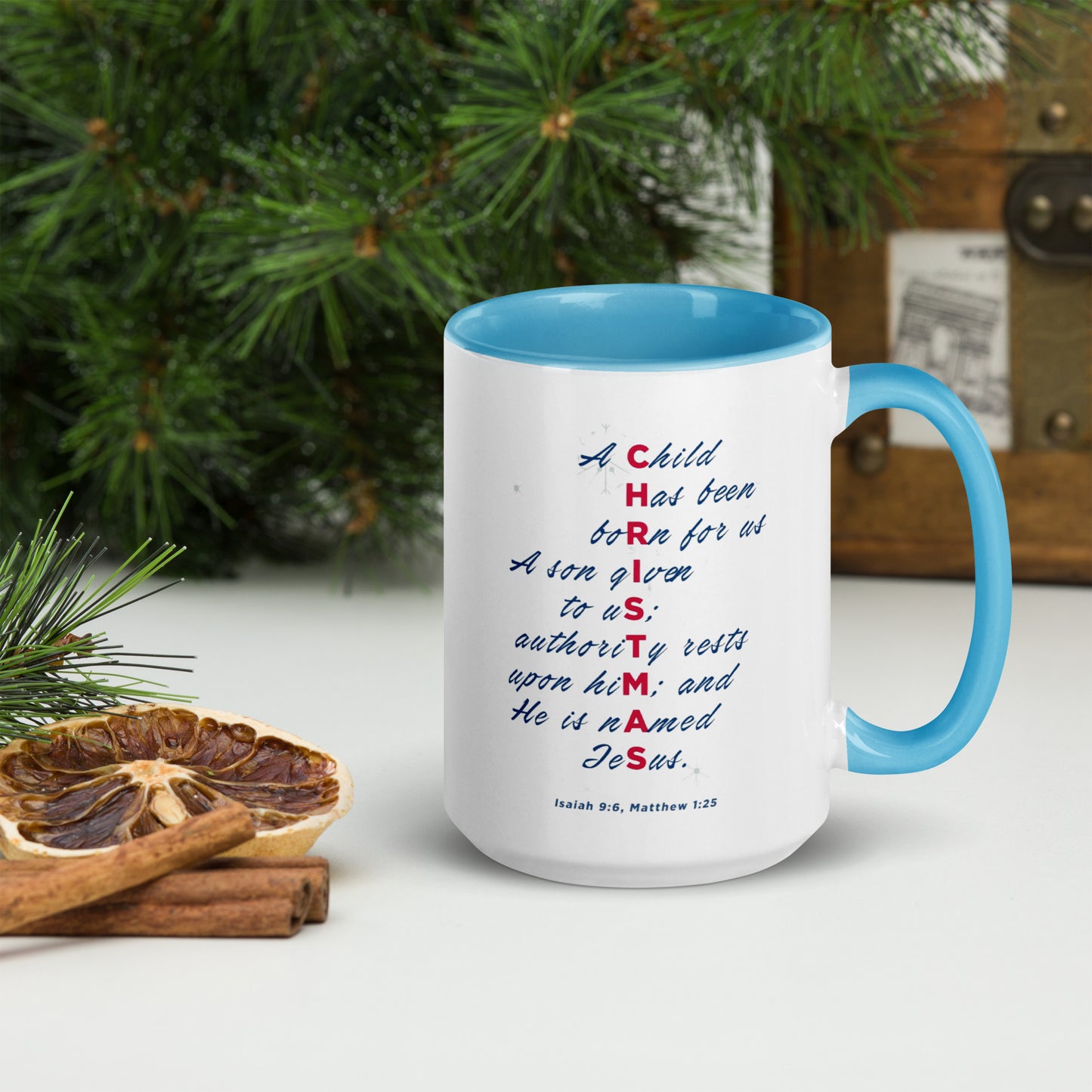 Unto Us A Child Is Born Mug with Colour Inside