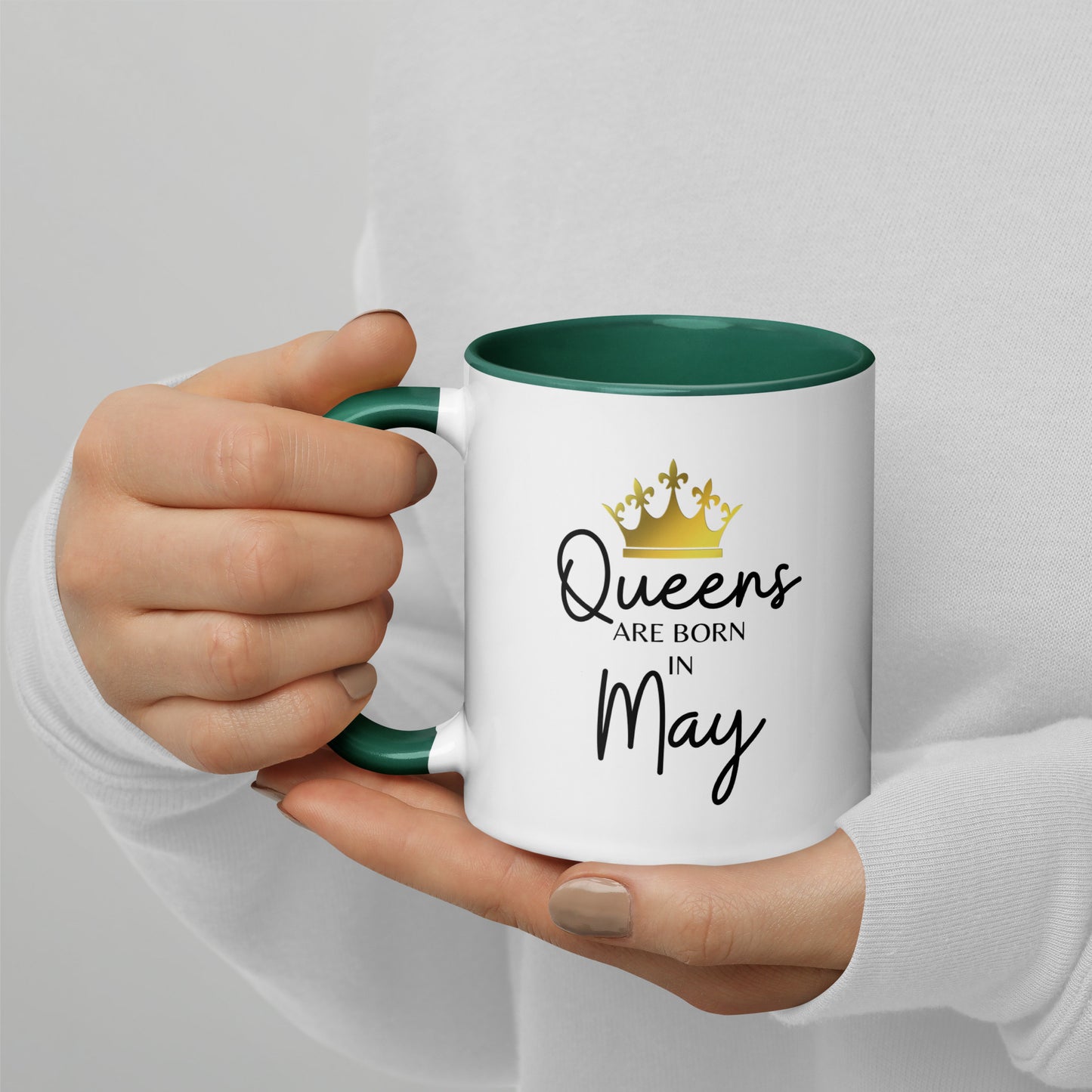 Queens Are Born In May Mug with Color Inside Birthday Gift