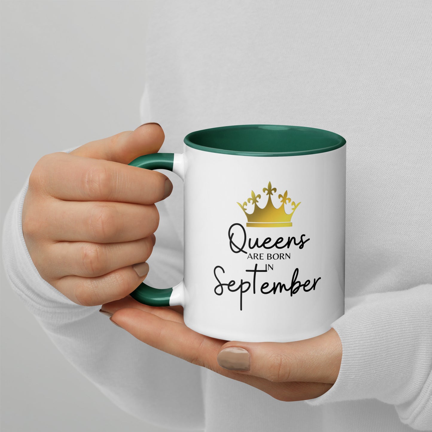 Queens Are Born In September Mug with Color Inside Birthday Gift