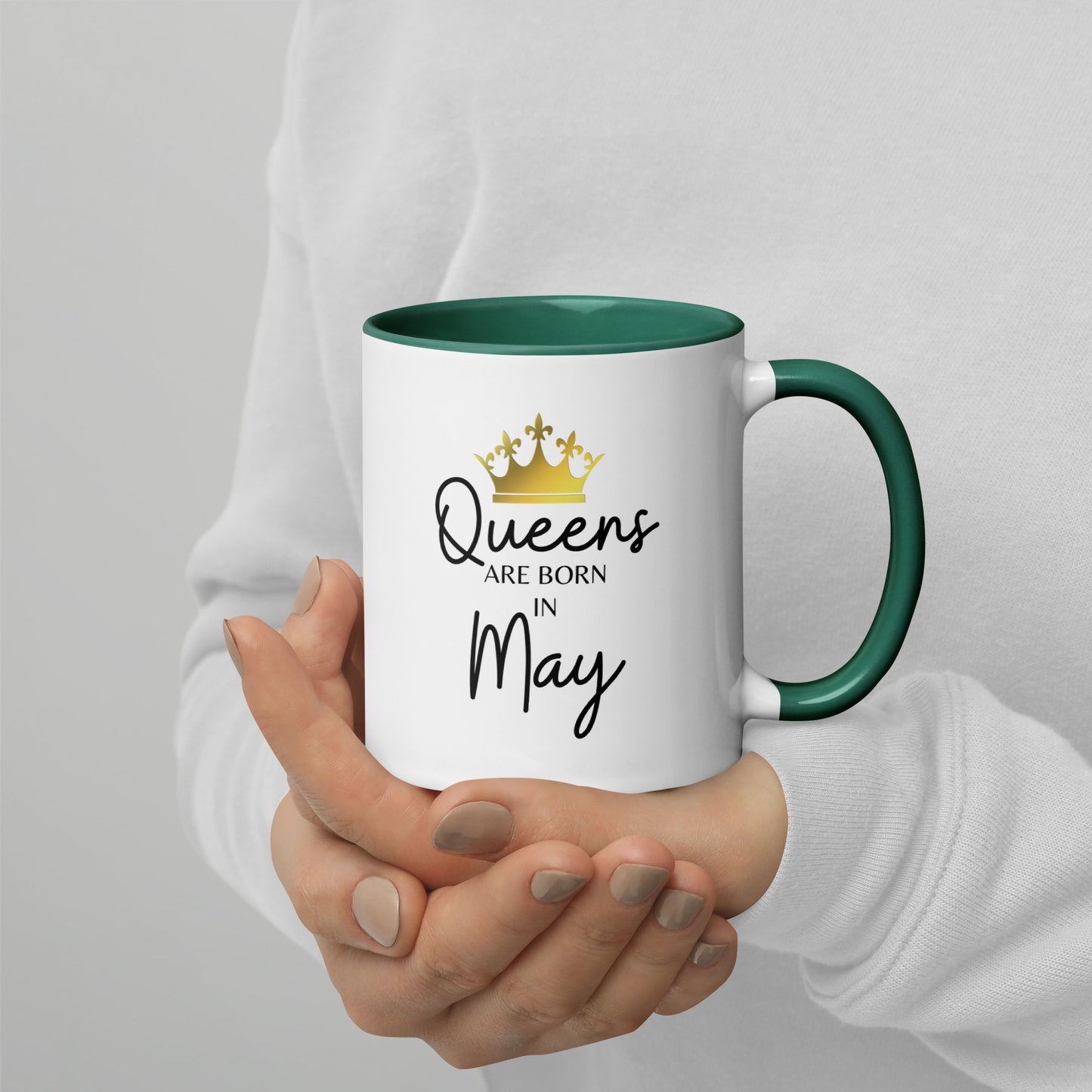 Queens Are Born In May Mug with Color Inside Birthday Gift