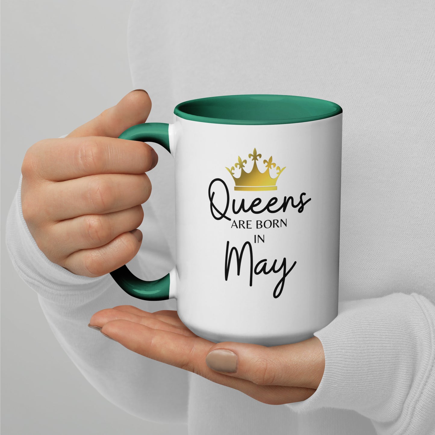 Queens Are Born In May Mug with Color Inside Birthday Gift