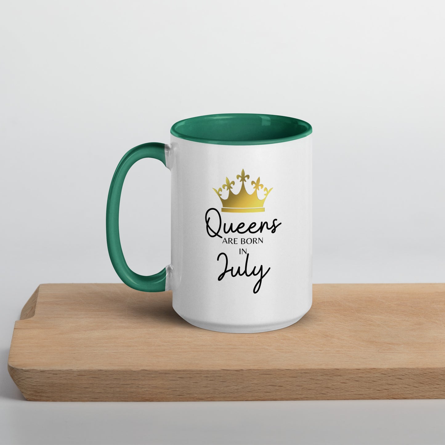 Queens Are Born In July Mug with Color Inside Birthday Gift