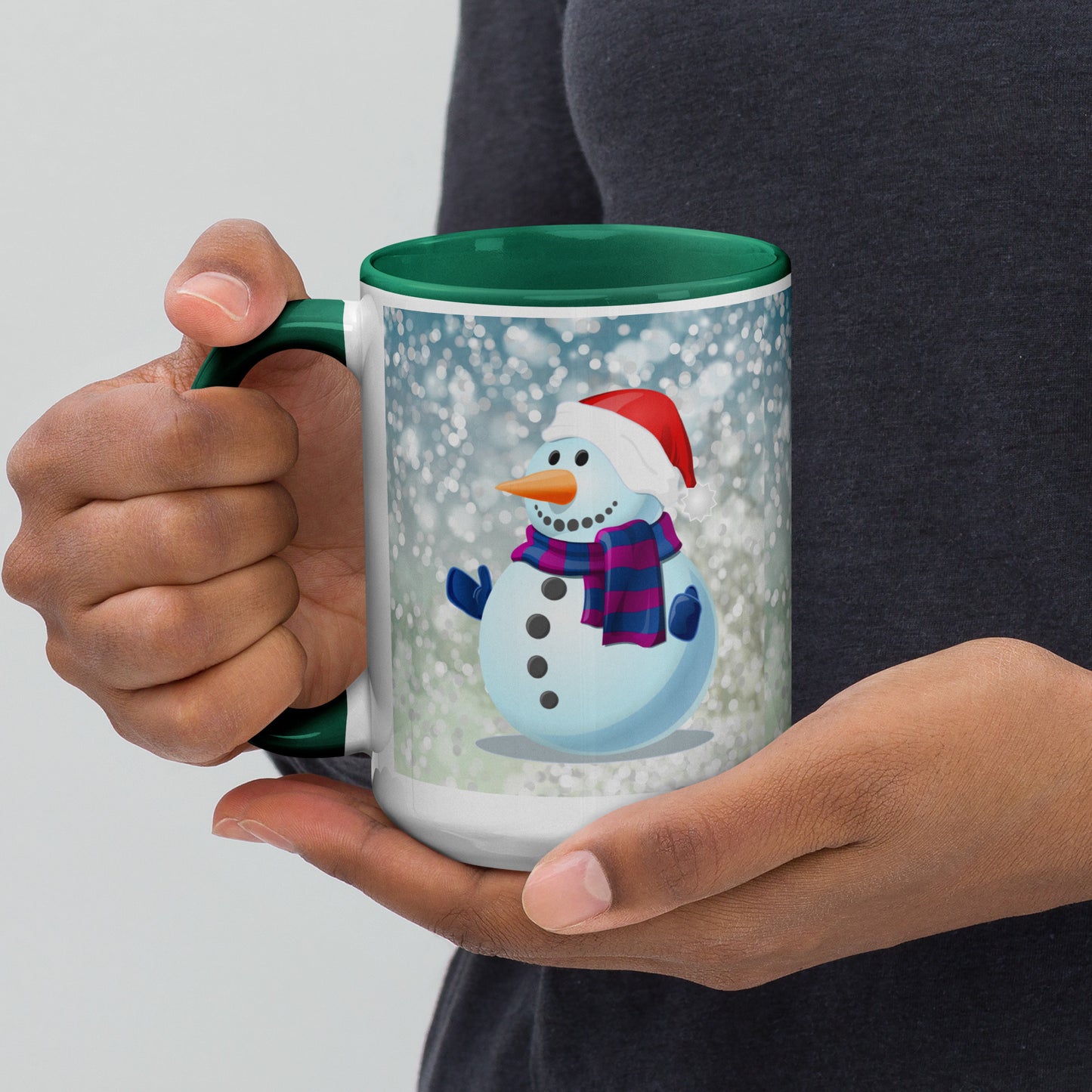 Snow Man Mug With Colour Inside