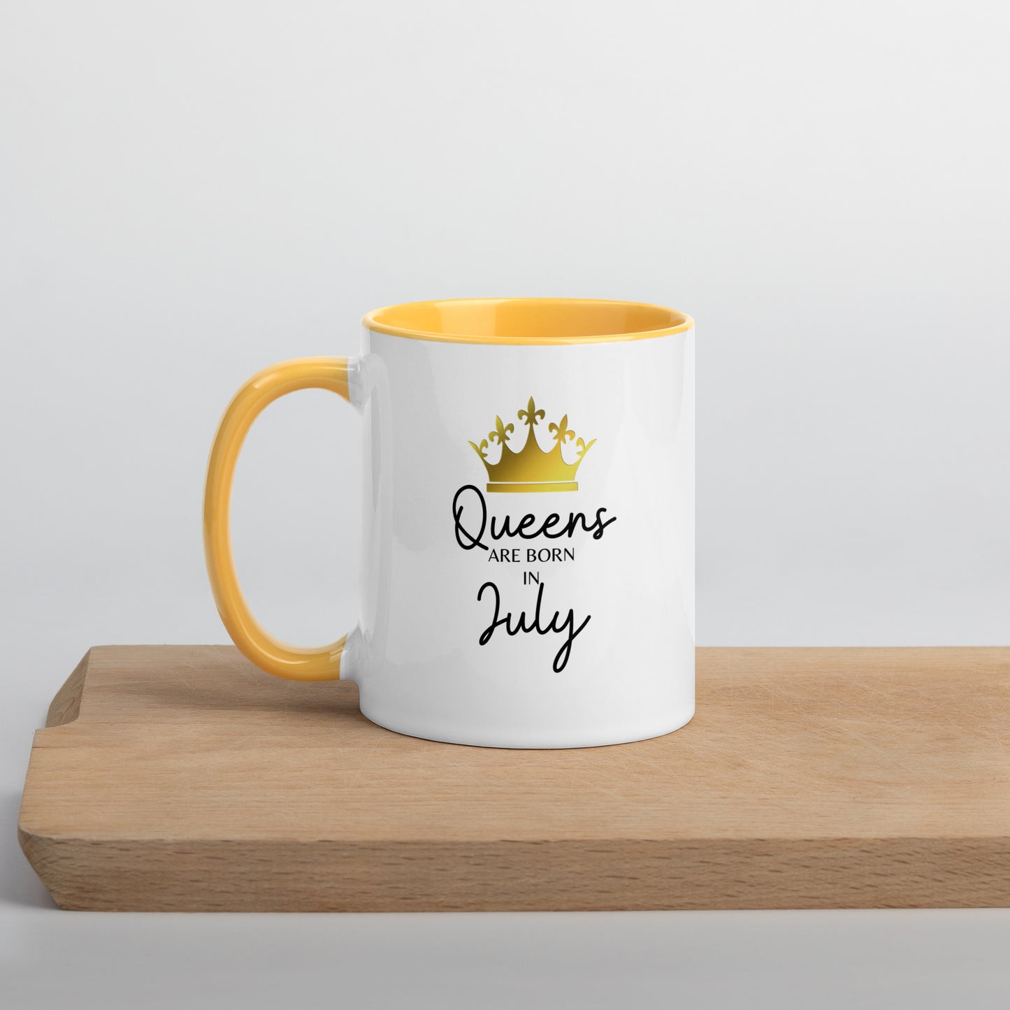 Queens Are Born In July Mug with Color Inside Birthday Gift