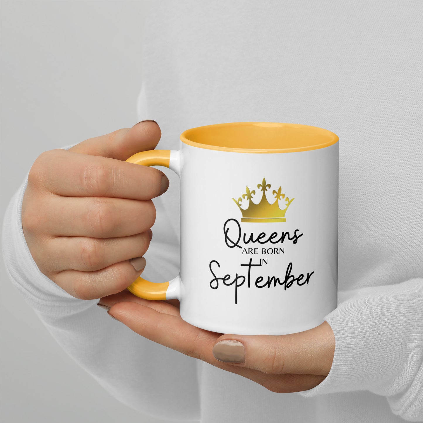 Queens Are Born In September Mug with Color Inside Birthday Gift