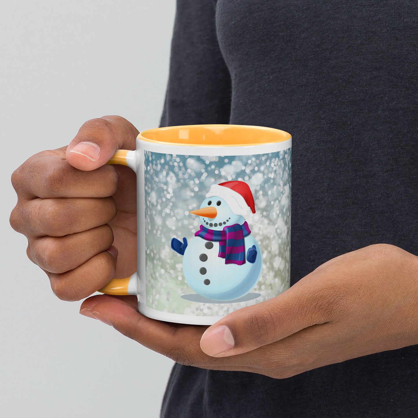 Snow Man Mug With Colour Inside