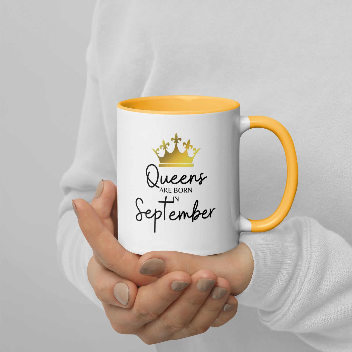 Queens Are Born In September Mug with Color Inside Birthday Gift