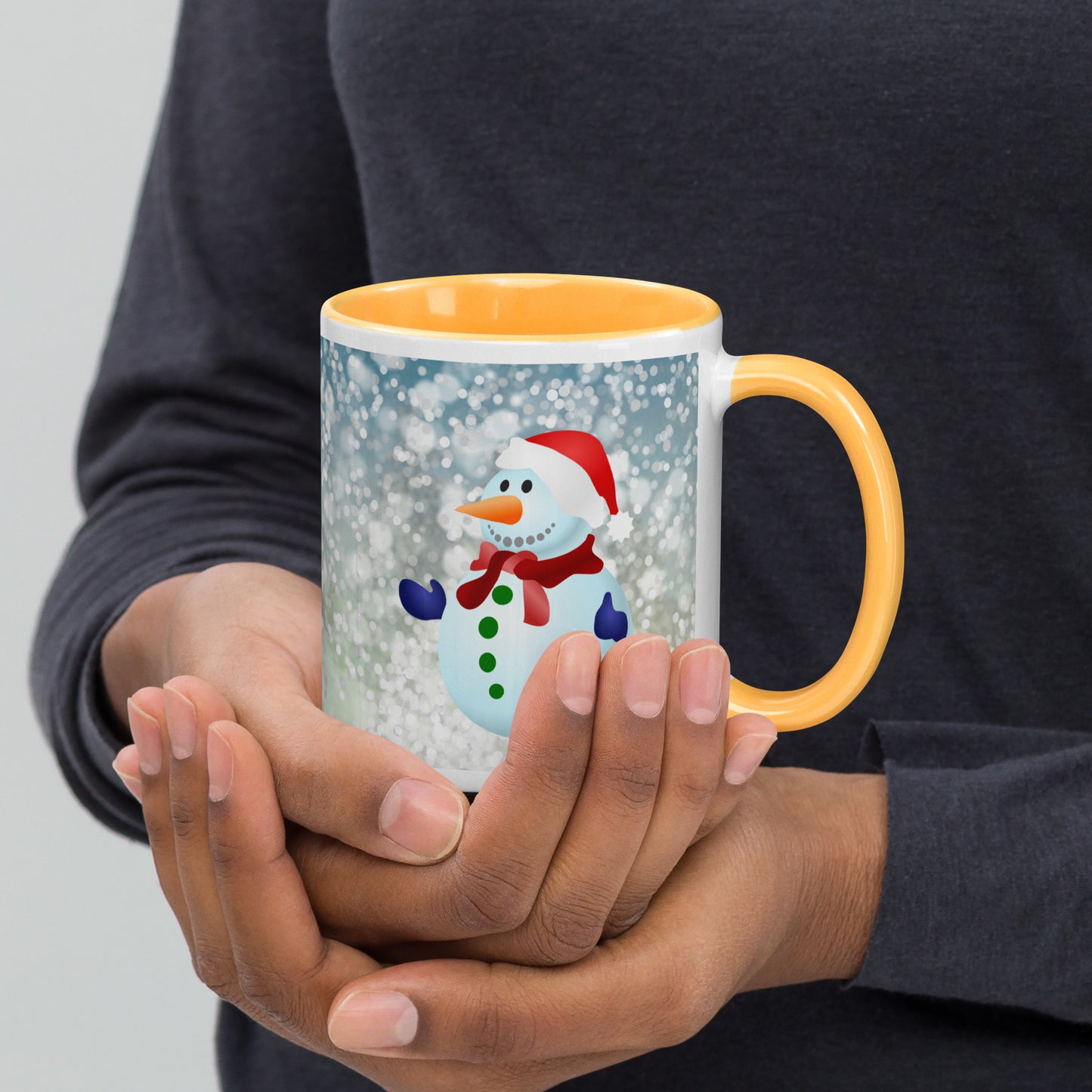 Snow Man Mug With Colour Inside