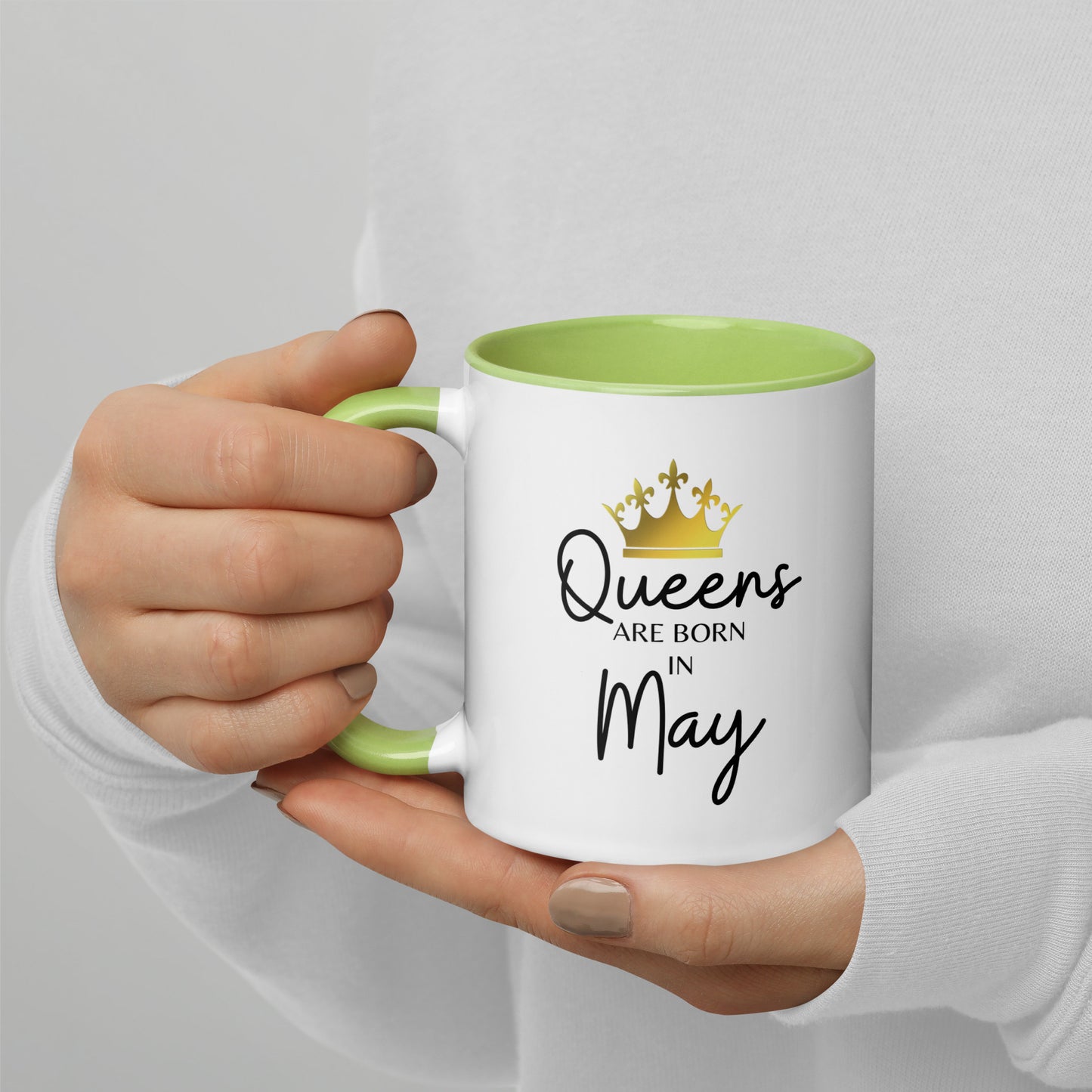 Queens Are Born In May Mug with Color Inside Birthday Gift