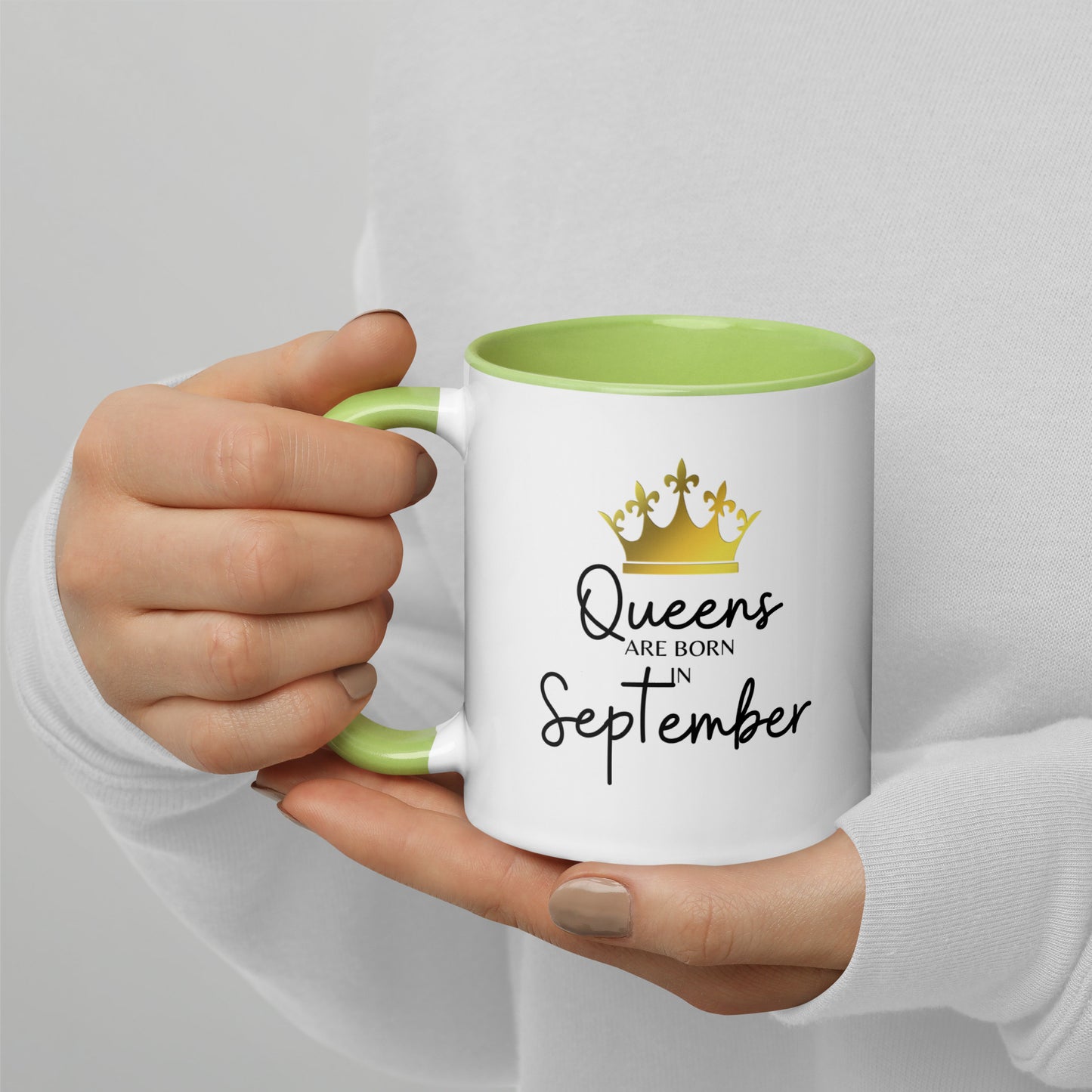 Queens Are Born In September Mug with Color Inside Birthday Gift