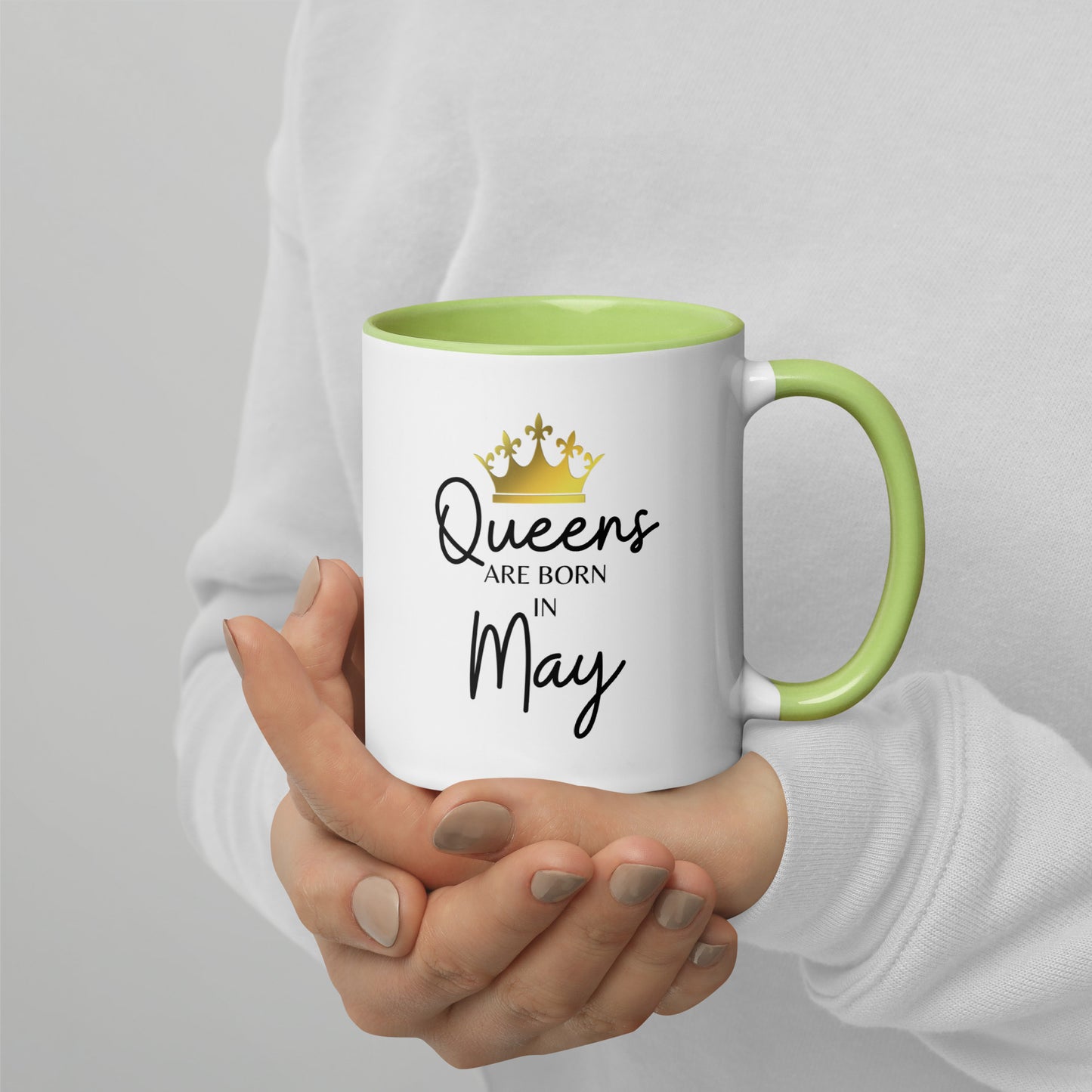 Queens Are Born In May Mug with Color Inside Birthday Gift