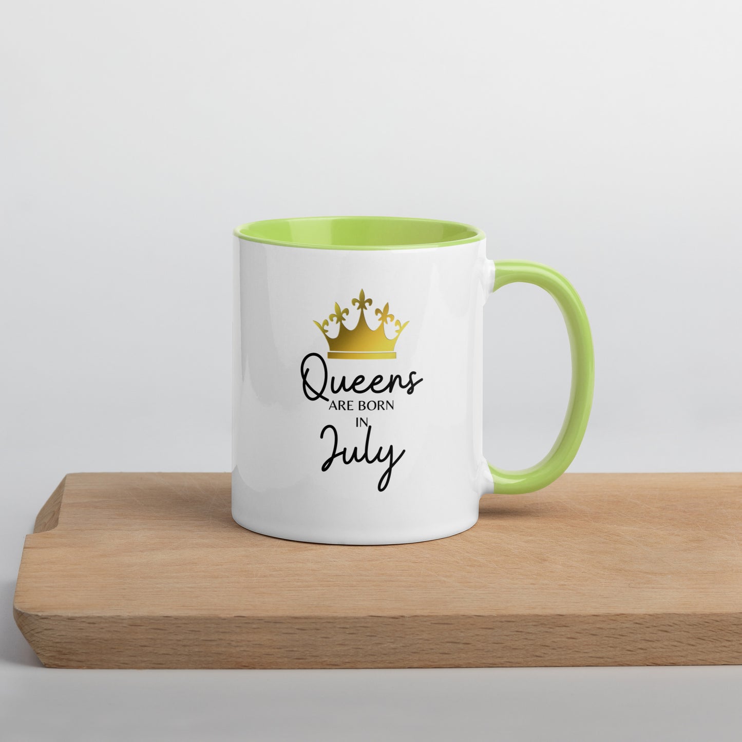 Queens Are Born In July Mug with Color Inside Birthday Gift