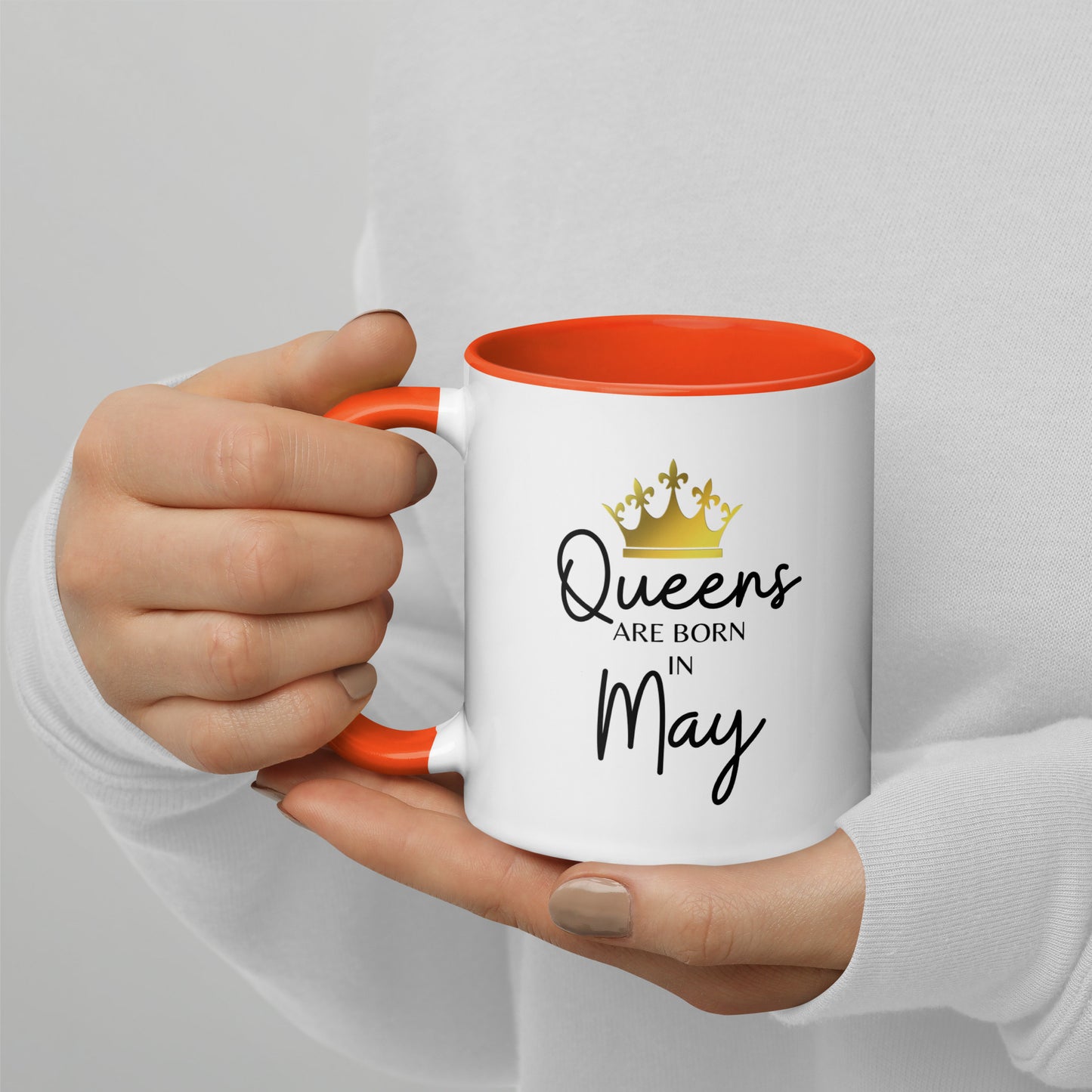 Queens Are Born In May Mug with Color Inside Birthday Gift