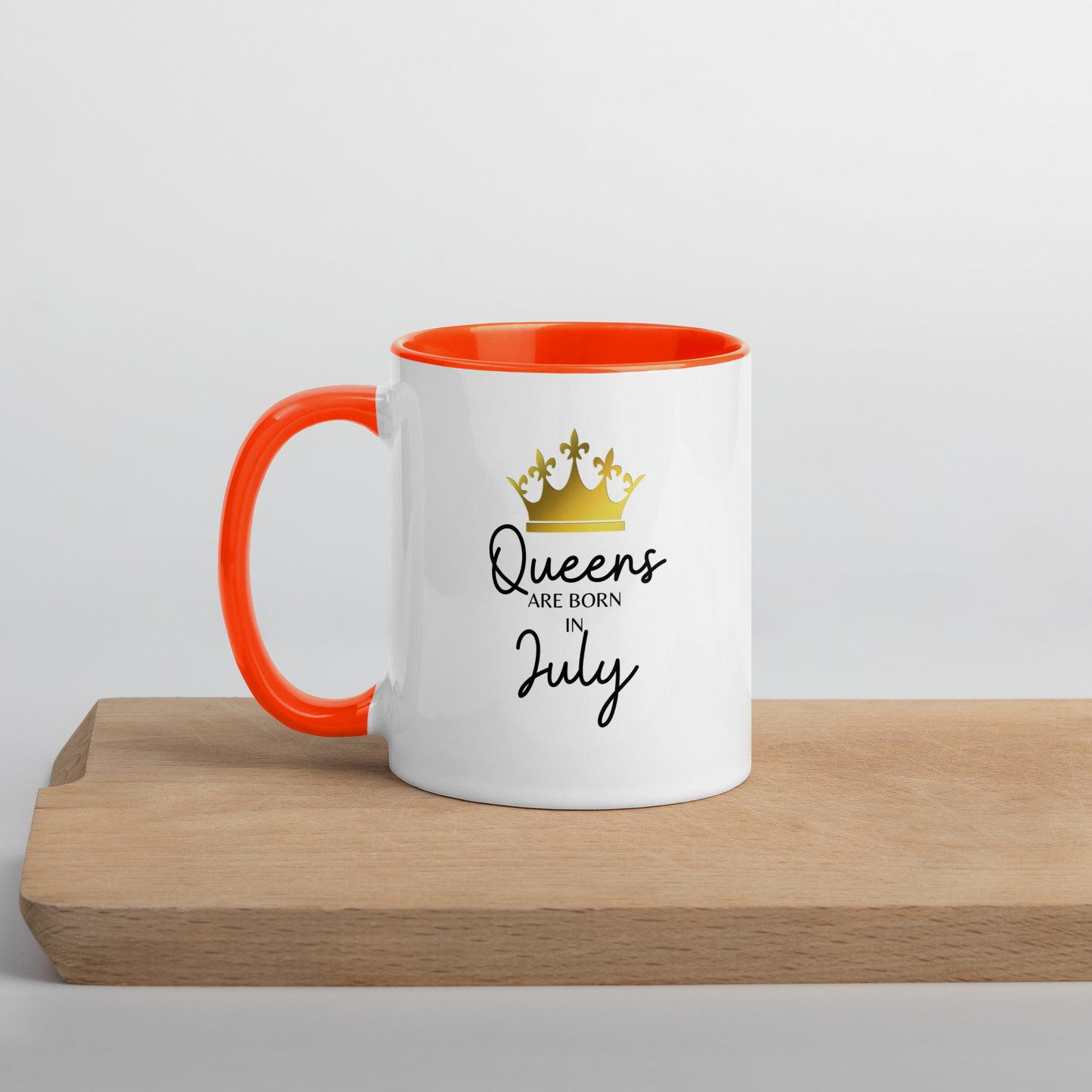 Queens Are Born In July Mug with Color Inside Birthday Gift