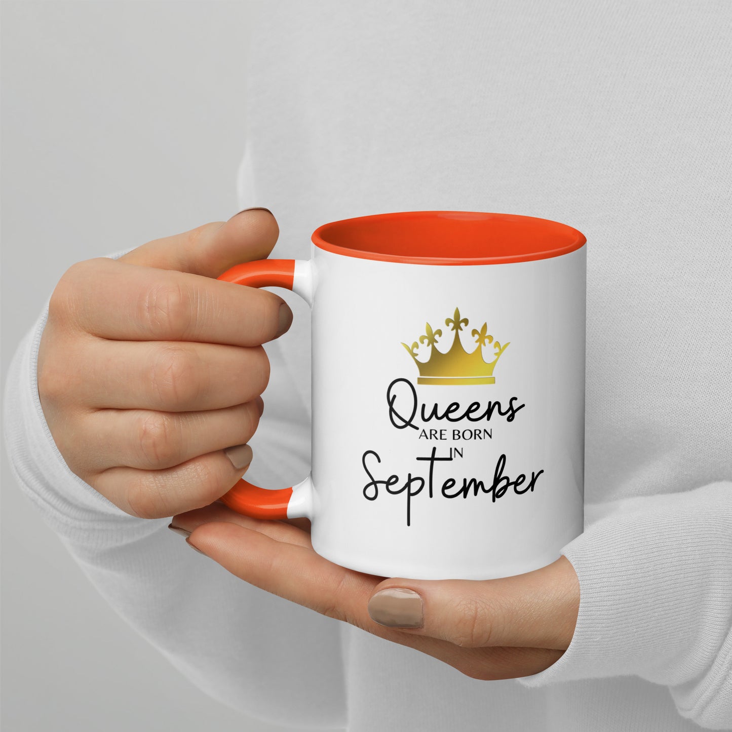 Queens Are Born In September Mug with Color Inside Birthday Gift