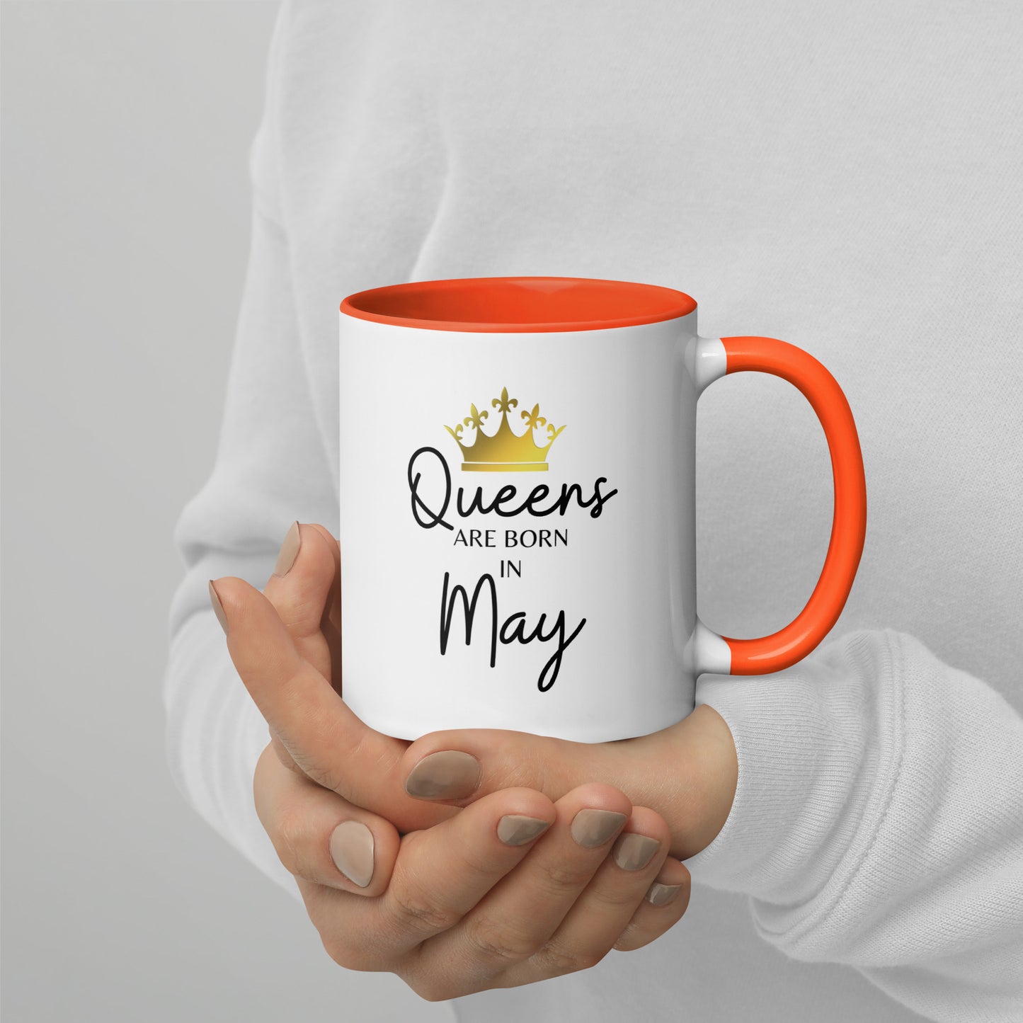 Queens Are Born In May Mug with Color Inside Birthday Gift