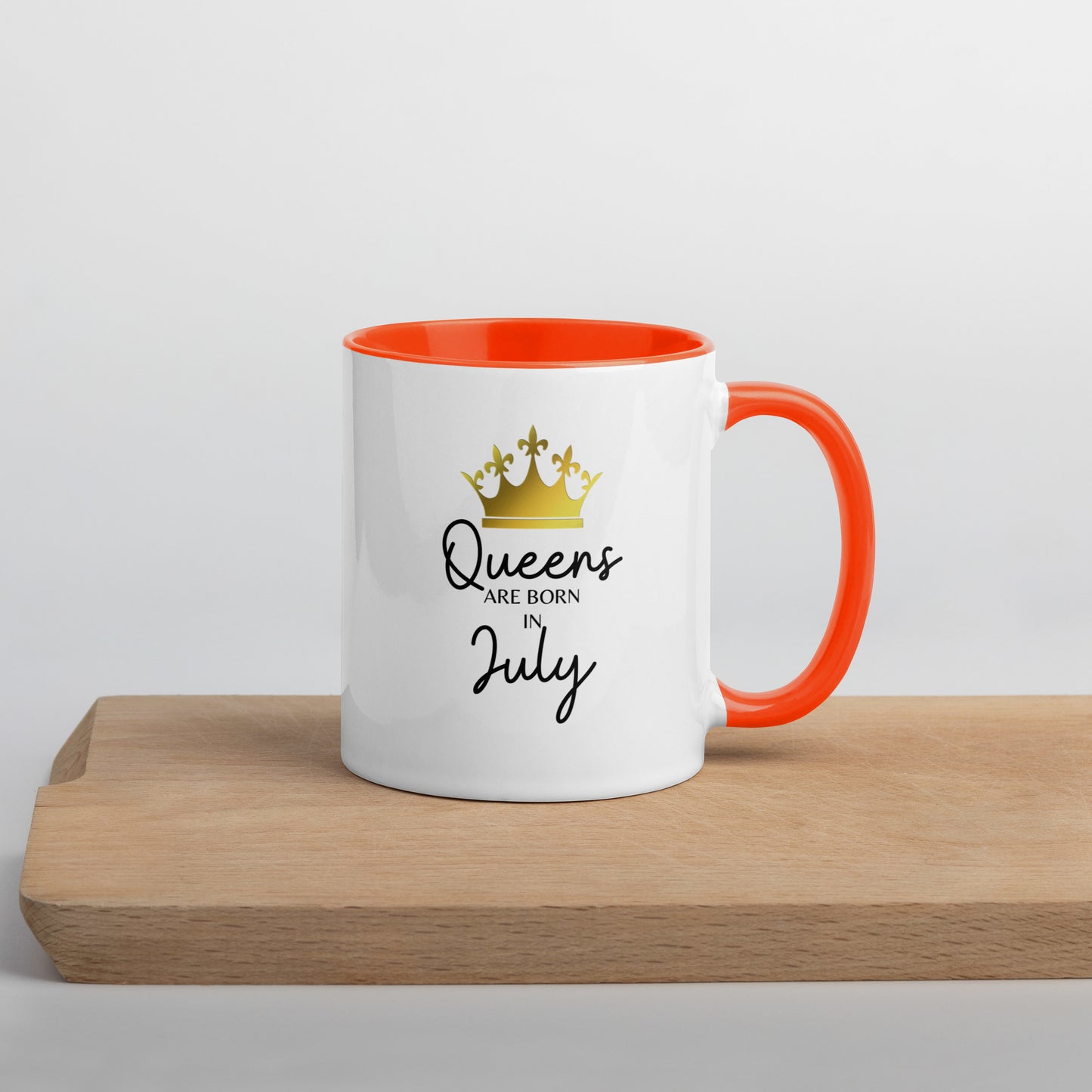 Queens Are Born In July Mug with Color Inside Birthday Gift