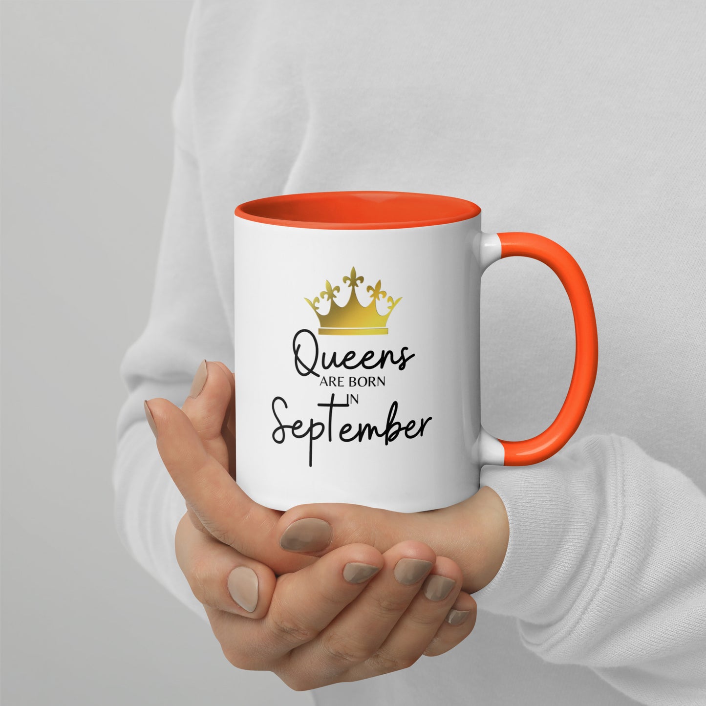 Queens Are Born In September Mug with Color Inside Birthday Gift