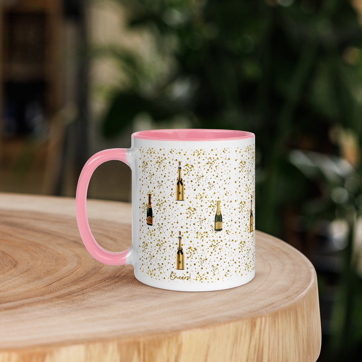 Cheers Mug, with Color Inside, Champagne Mug, Lovely Present Or Christmas Stocking Filler