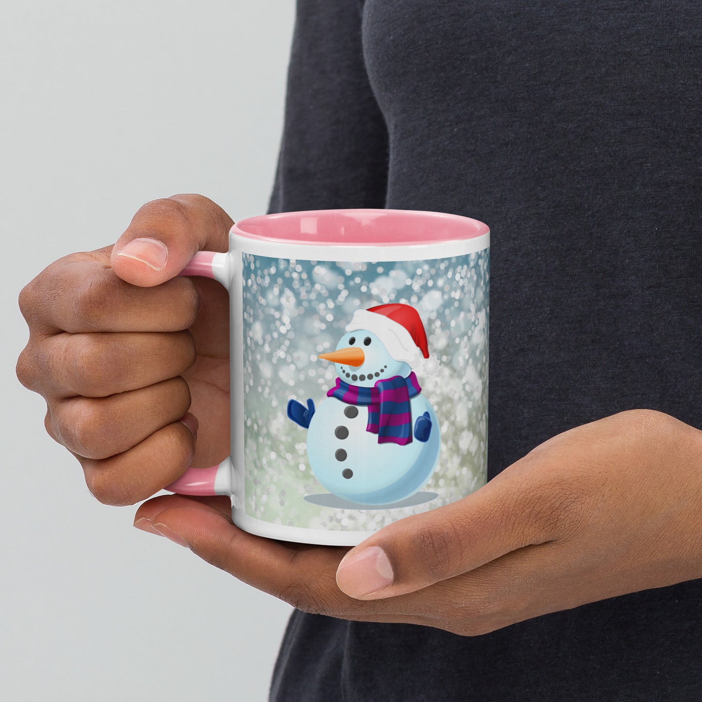 Snow Man Mug With Colour Inside