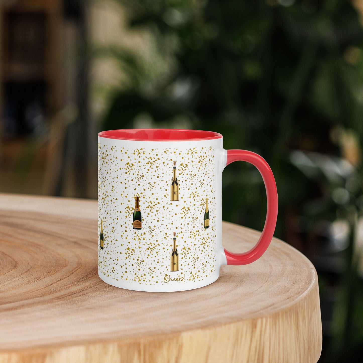 Cheers Mug, with Color Inside, Champagne Mug, Lovely Present Or Christmas Stocking Filler