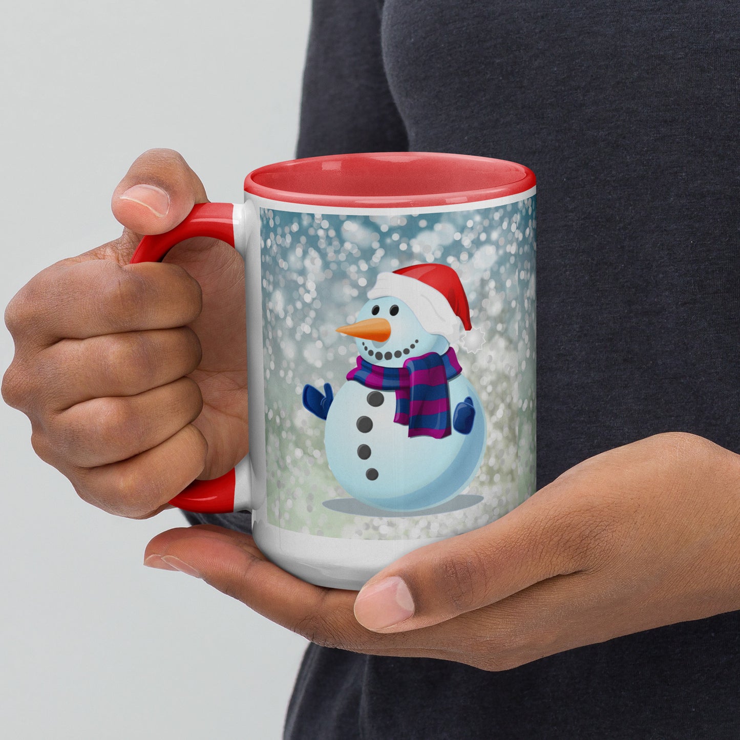 Snow Man Mug With Colour Inside